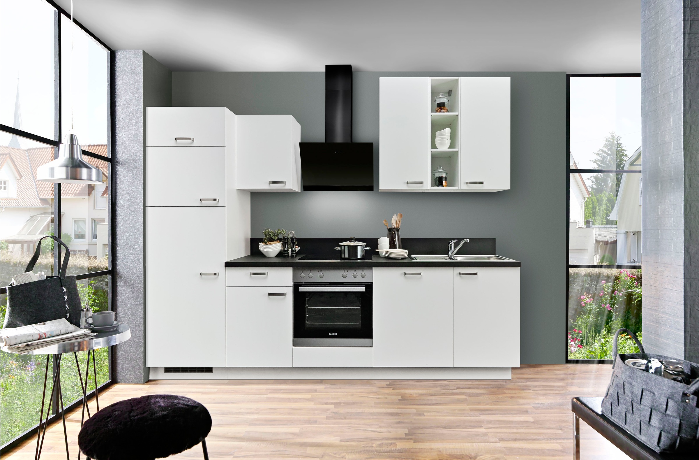 KOCHSTATION Küche »"KS-Bari", wahlw. mit E-Geräten & Geschirrspüler«, Soft-Close-Funktion und Vollauszug, vormontiert, Breite 280 cm