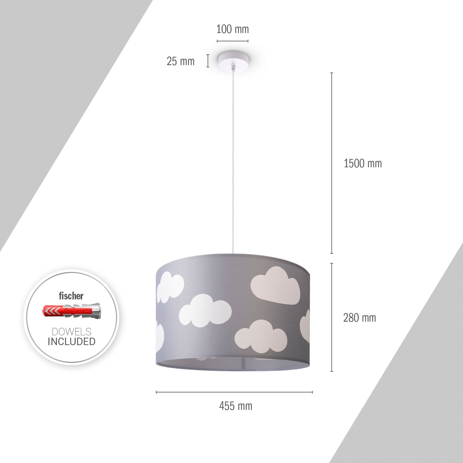 Paco Home bestellen Lampenschirm »Hugo Wolken Rund Stoff Cosmo«, Kinderzimmer Pendelleuchte online Pendellampe E27 Himmel