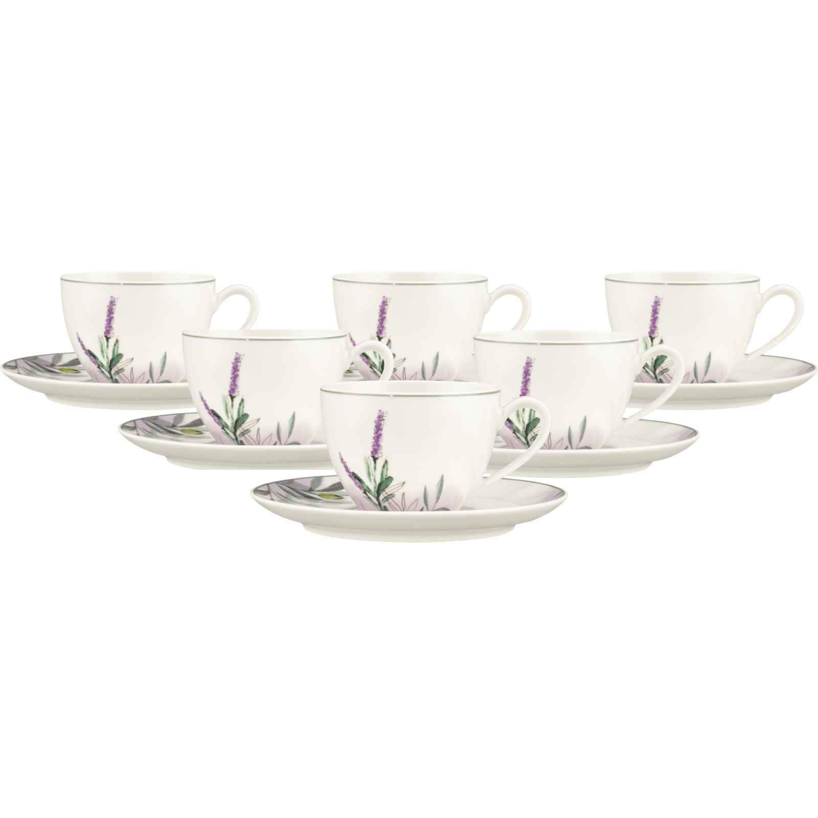 Seltmann Weiden Tasse »Kaffeetassen mit Untertassen Savona Provence 270 ml 6er Set bunt-beige« Spülmaschinenfest, Mikrowellensicher, Ofenfest