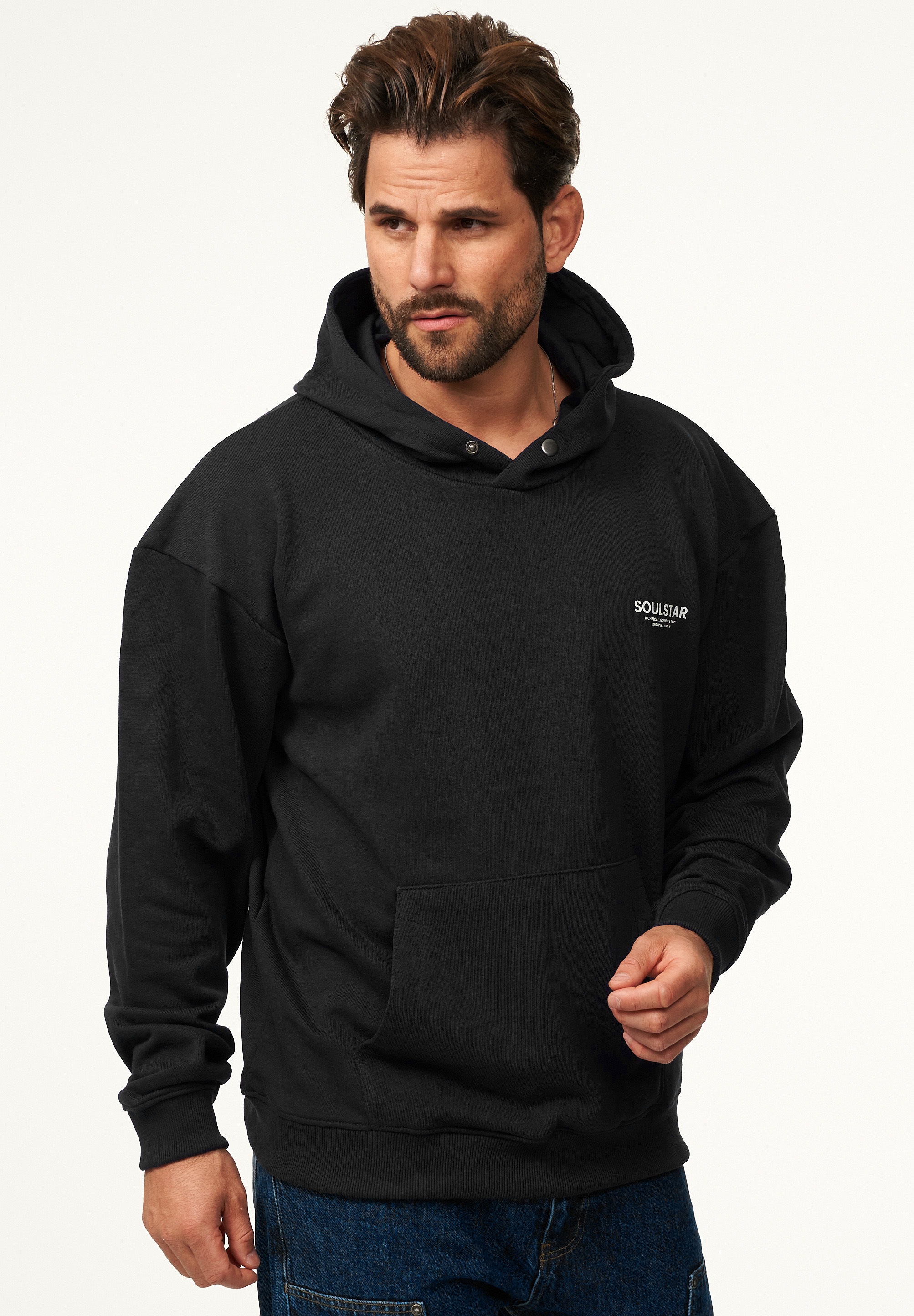 SOULSTAR Hoodie »Oversize Kapuzenpullover mit Button Pullover Sweater für Herren«
