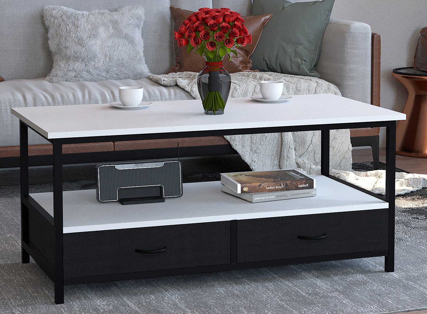 VCM Beistelltisch »Metall Holz Schublade Sofatisch Couchtisch Flonila«