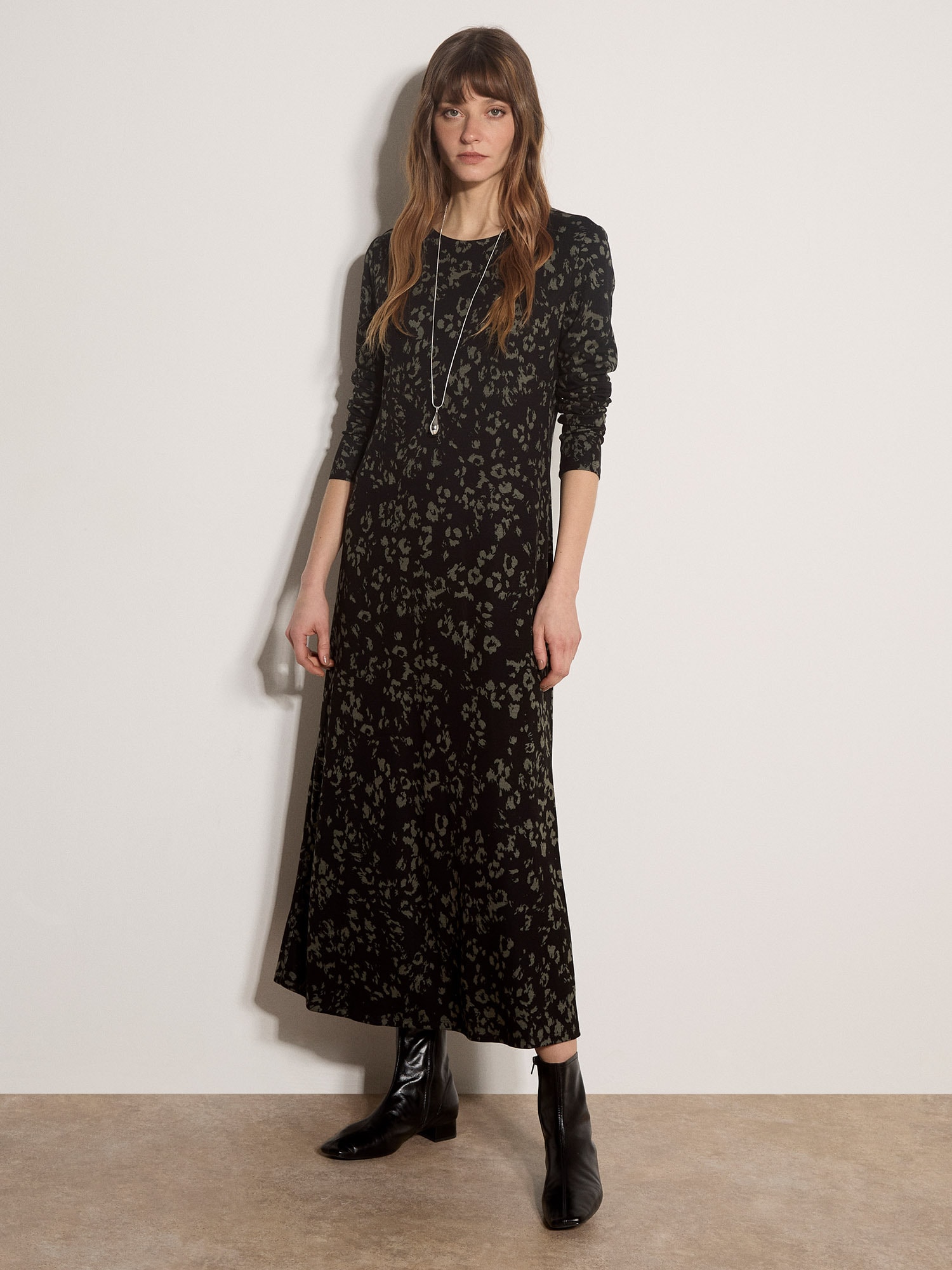 Apricot Strickkleid »Langes Jerseykleid« mit Leopardenmuster