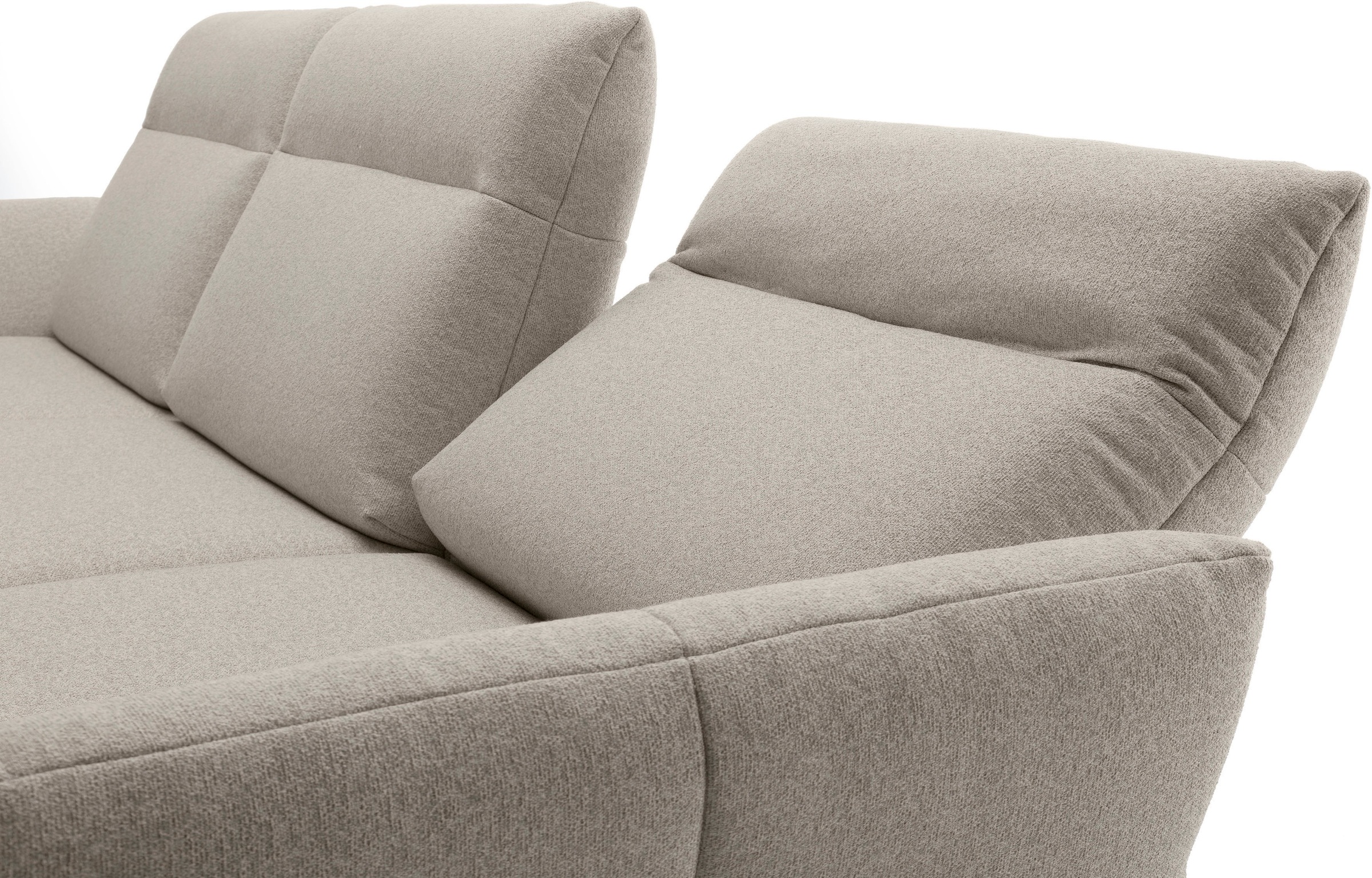 Creation BY ROLF BENZ Ecksofa »CR.460«, Sockel in Nussbaum, Winkelfüße in Umbragrau, Breite 338 cm