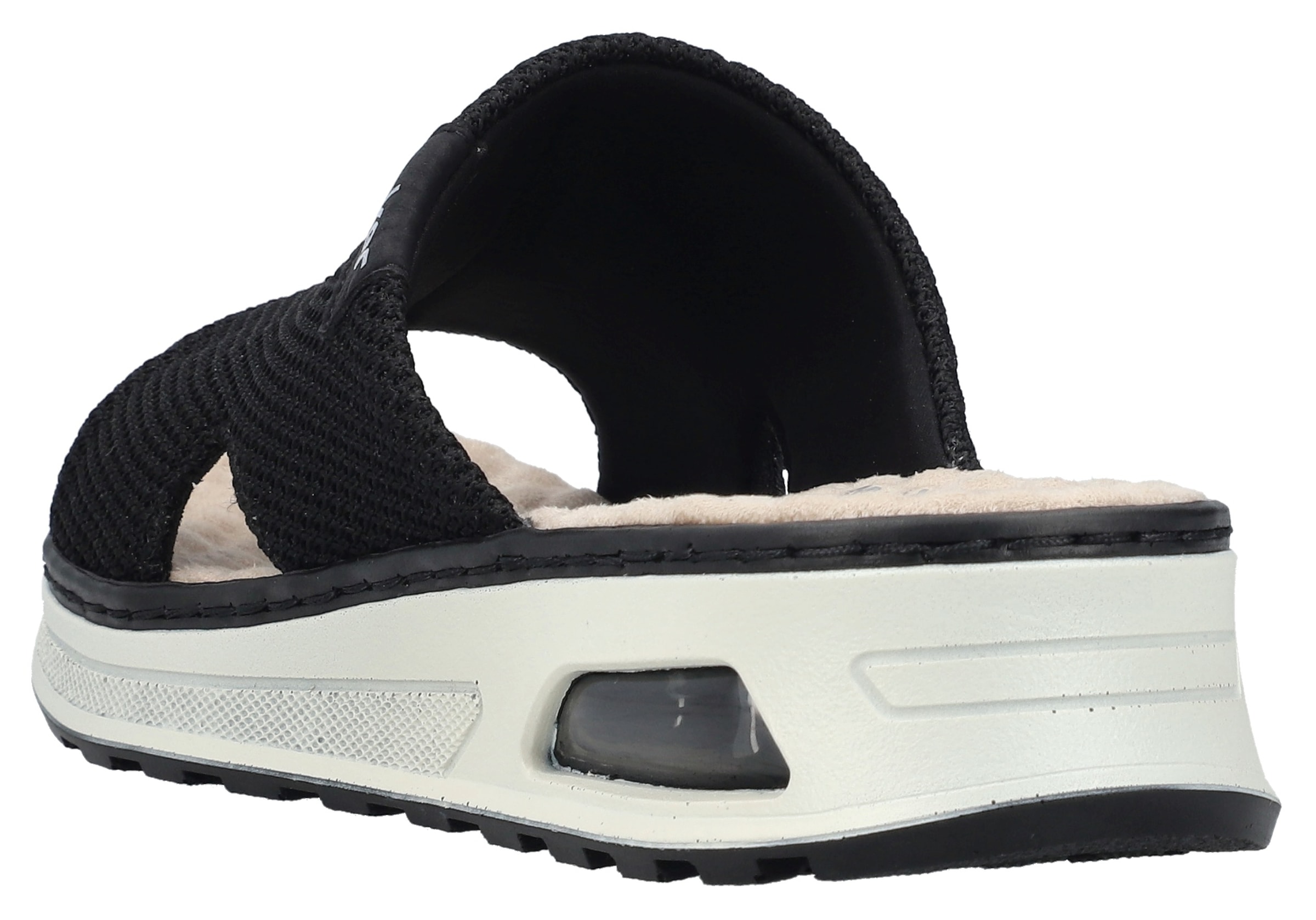 Rieker Pantolette, Sommerschuh, Hausschuh, Schlappen, Keilabsatz, in veganer Verarbeitung