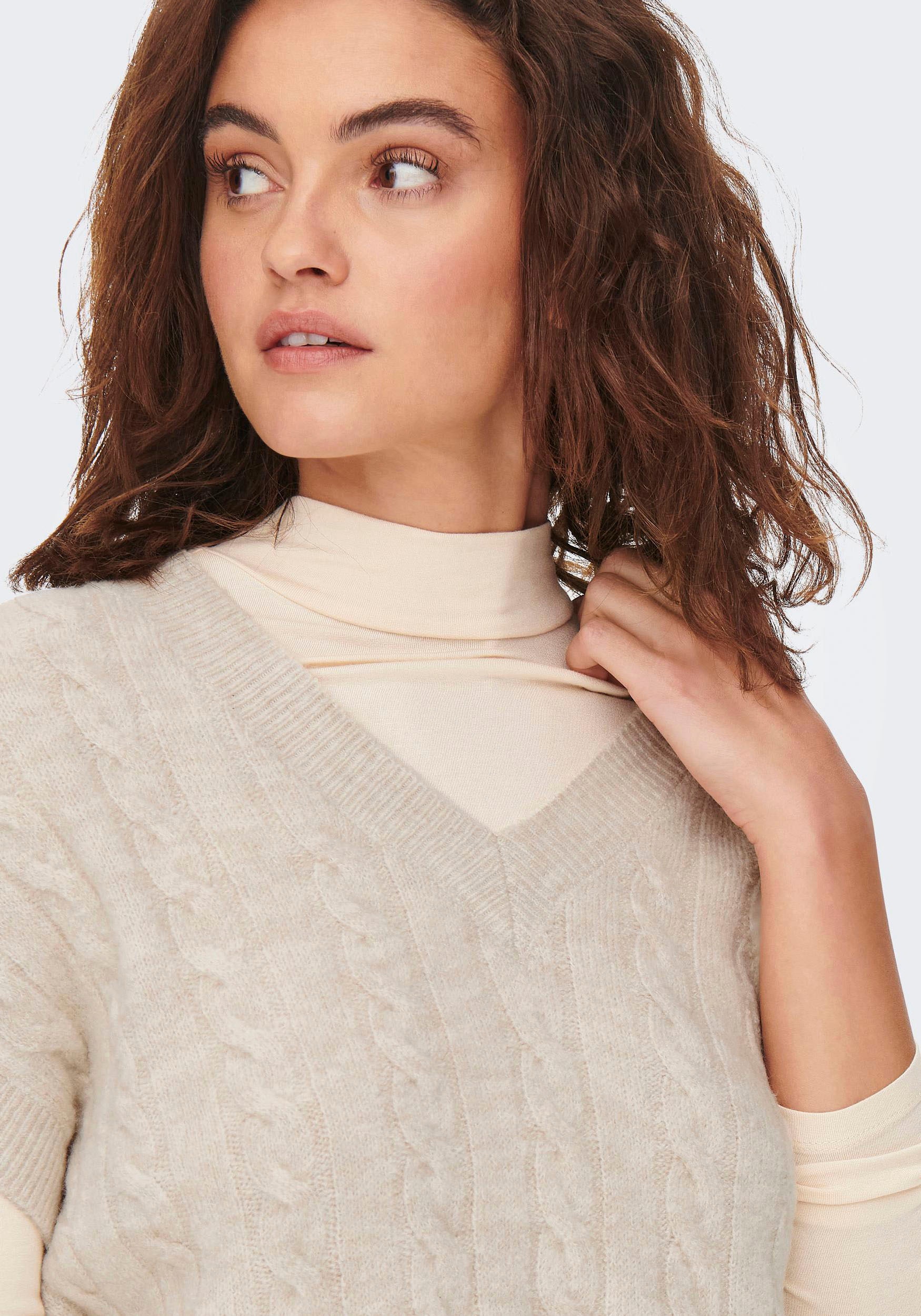 ONLY Kurzarmpullover »ONLMELODY VEST KNT« Materialmix, regular fit