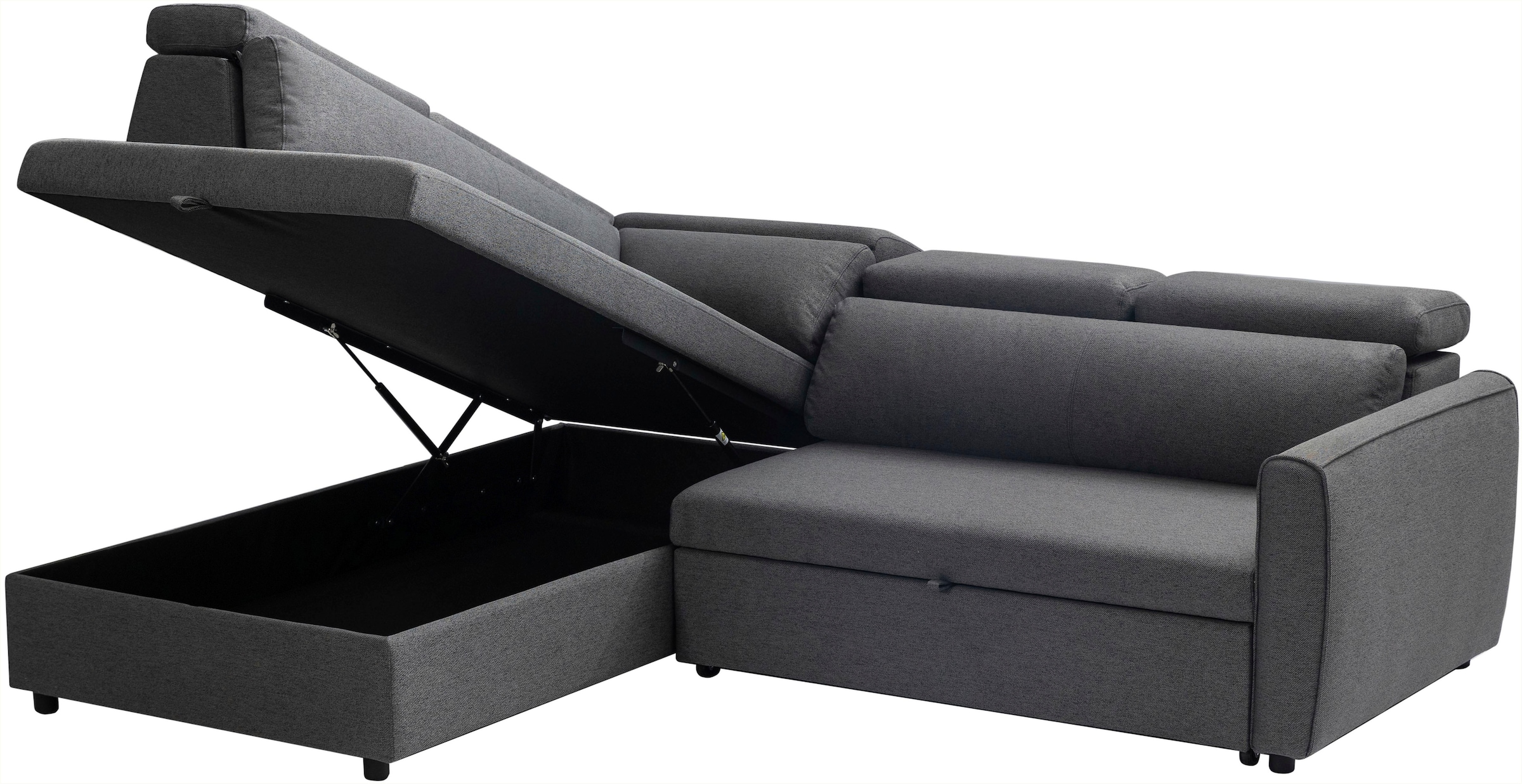 OTTO home Schlafsofa »KALLEA, Ecksofa, L-Form (251cm), Cord u. Webstoff« mit Bettfunktion & Bettkasten, verstellbare Kopfstützen