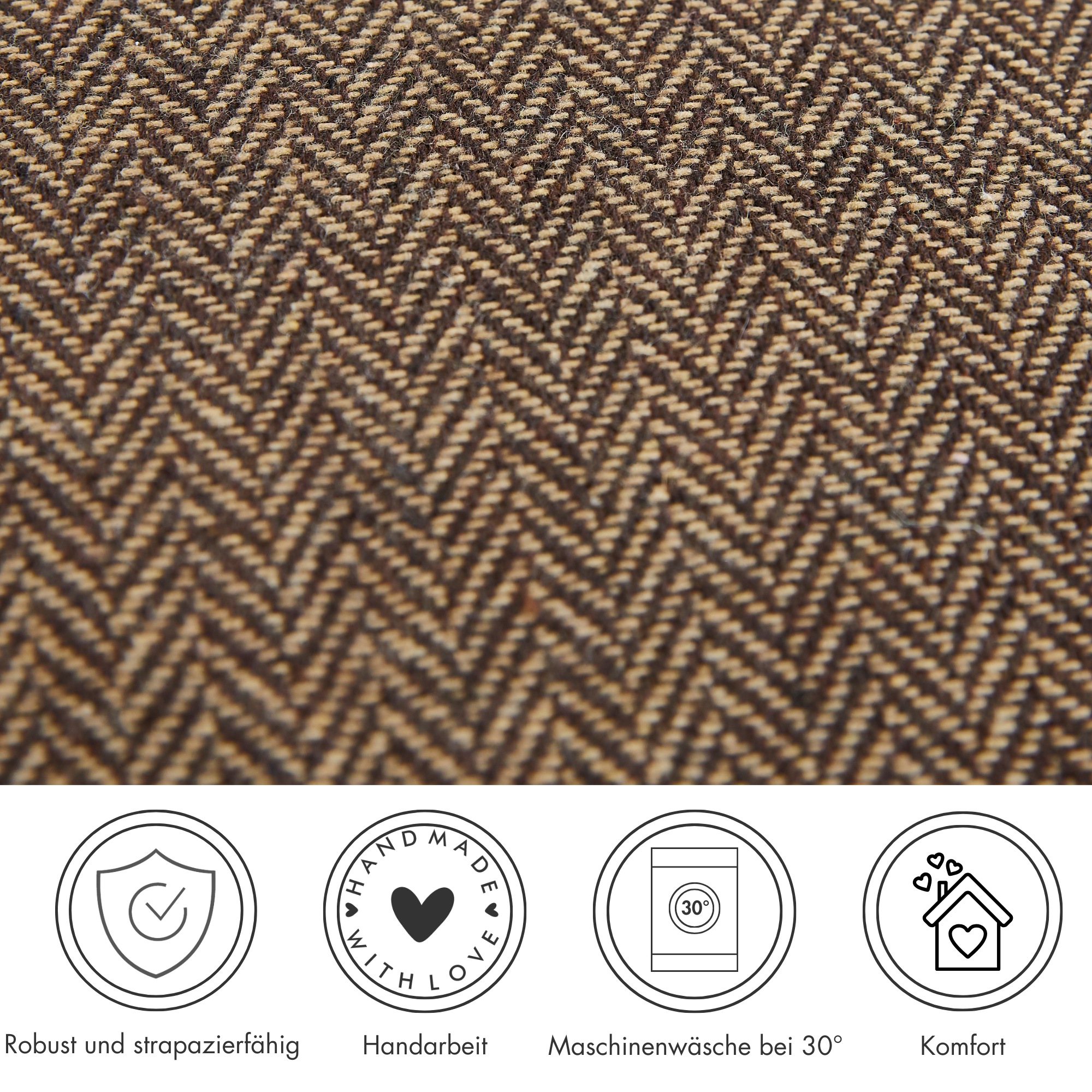 Andiamo Dekokissen »Jenny« Zierkissen, Fishgrätmuster, eckig, 40x40 cm, Kissenhülle mit Füllung