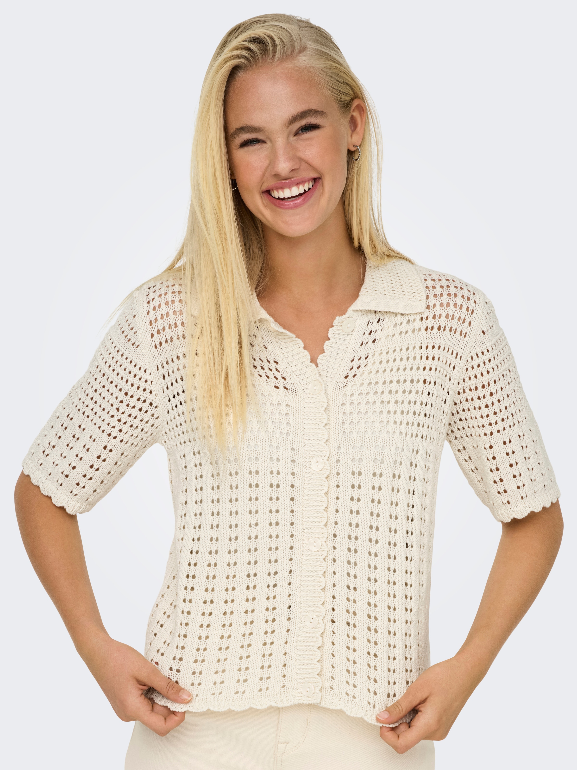 JDY Strickjacke »JDYROBIN 2/4 COLLAR CARDIGAN KNT NOOS« Baumwollmischung