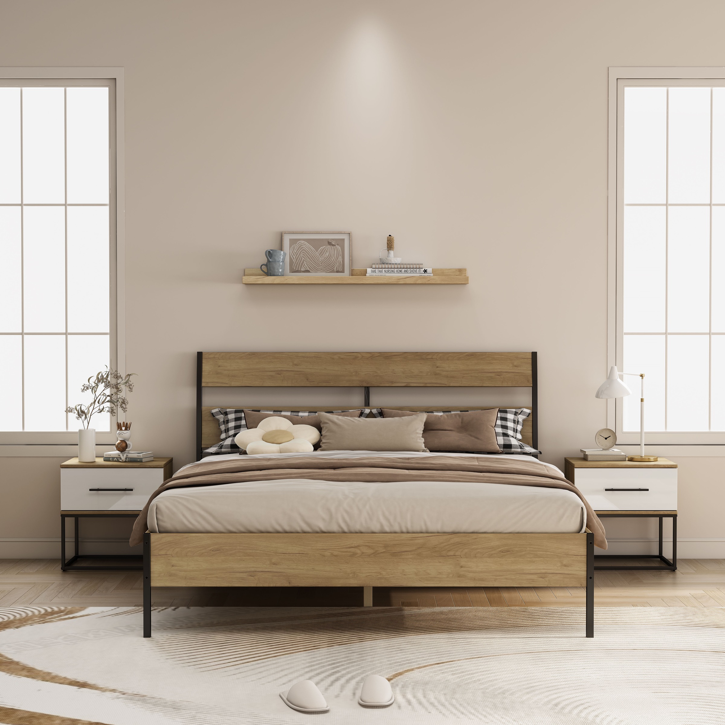 OTTO home Nachtkommode »Lucca Nachttisch Set mit Metallkufen und schwarzen Griffen« Set, 2 Schränke im Set , Hochglanz Fronten in weiß,  Nchttisch Set mit je einer Schublade in Loft Design