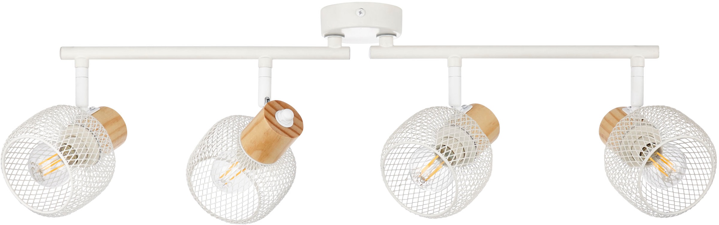 Brilliant Deckenstrahler »Giada« E14 1 Stk. 74 cm, 4 x E14, Köpfe schwenkbar, Metall/Holz, weiß/natur