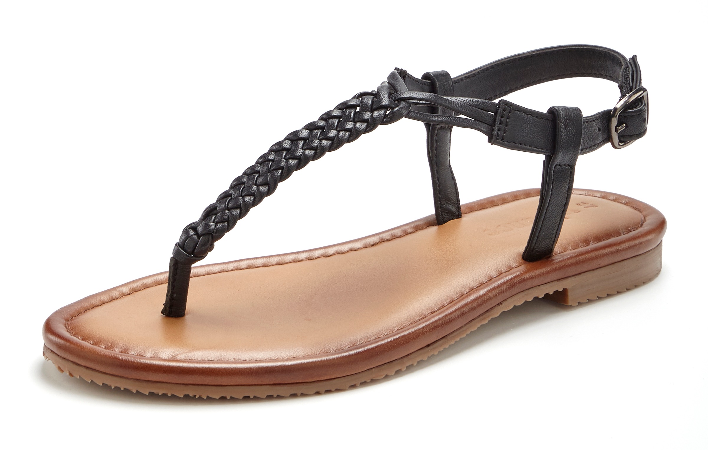 Vivance Zehentrenner  Sandalette, Sommerschuh,Sandale aus Leder mit Flecht-Optik