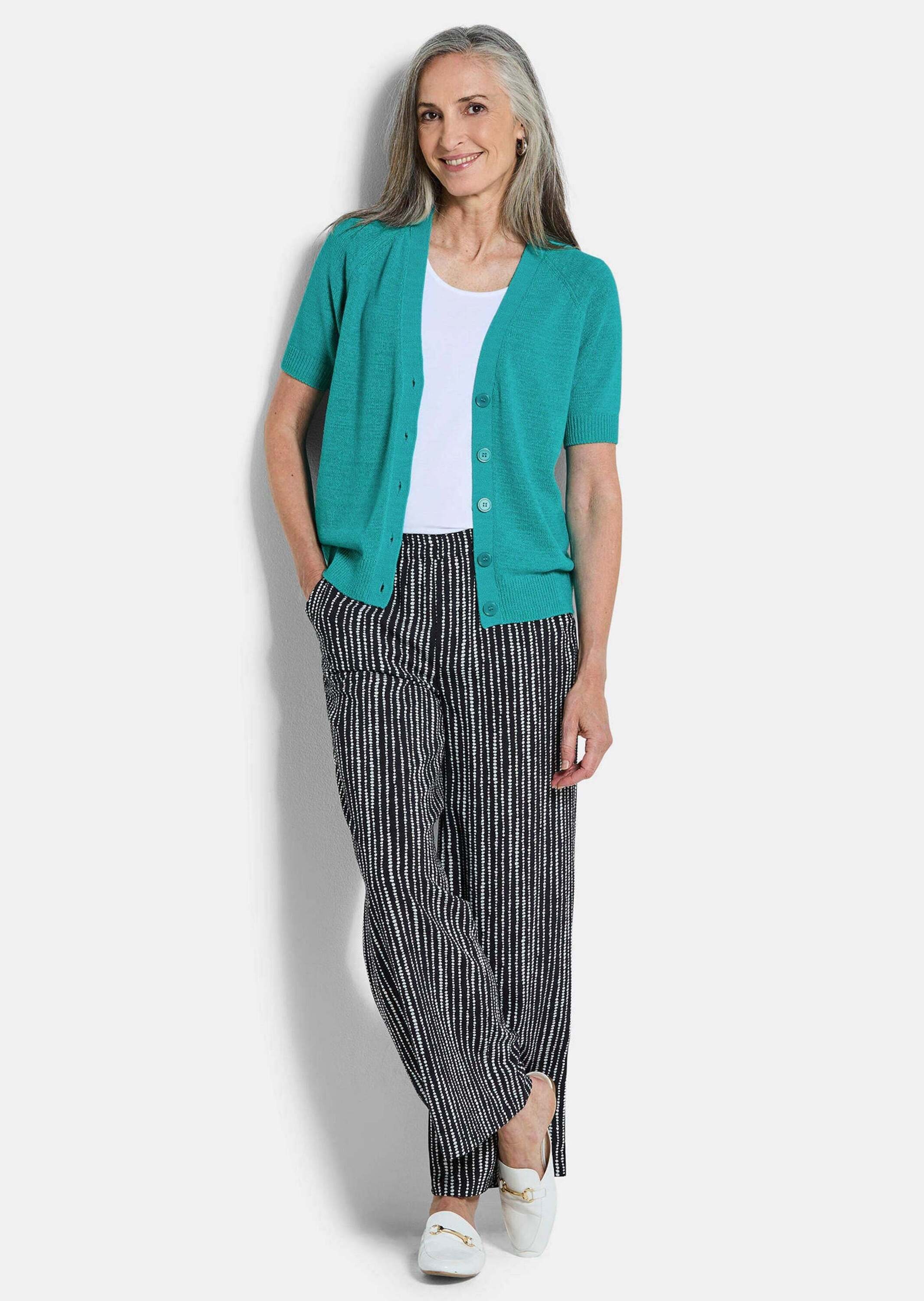 GOLDNER Strickjacke »Kurzgröße Damen Cardigan in Pink, Halbarm« Tonale Knöpfe