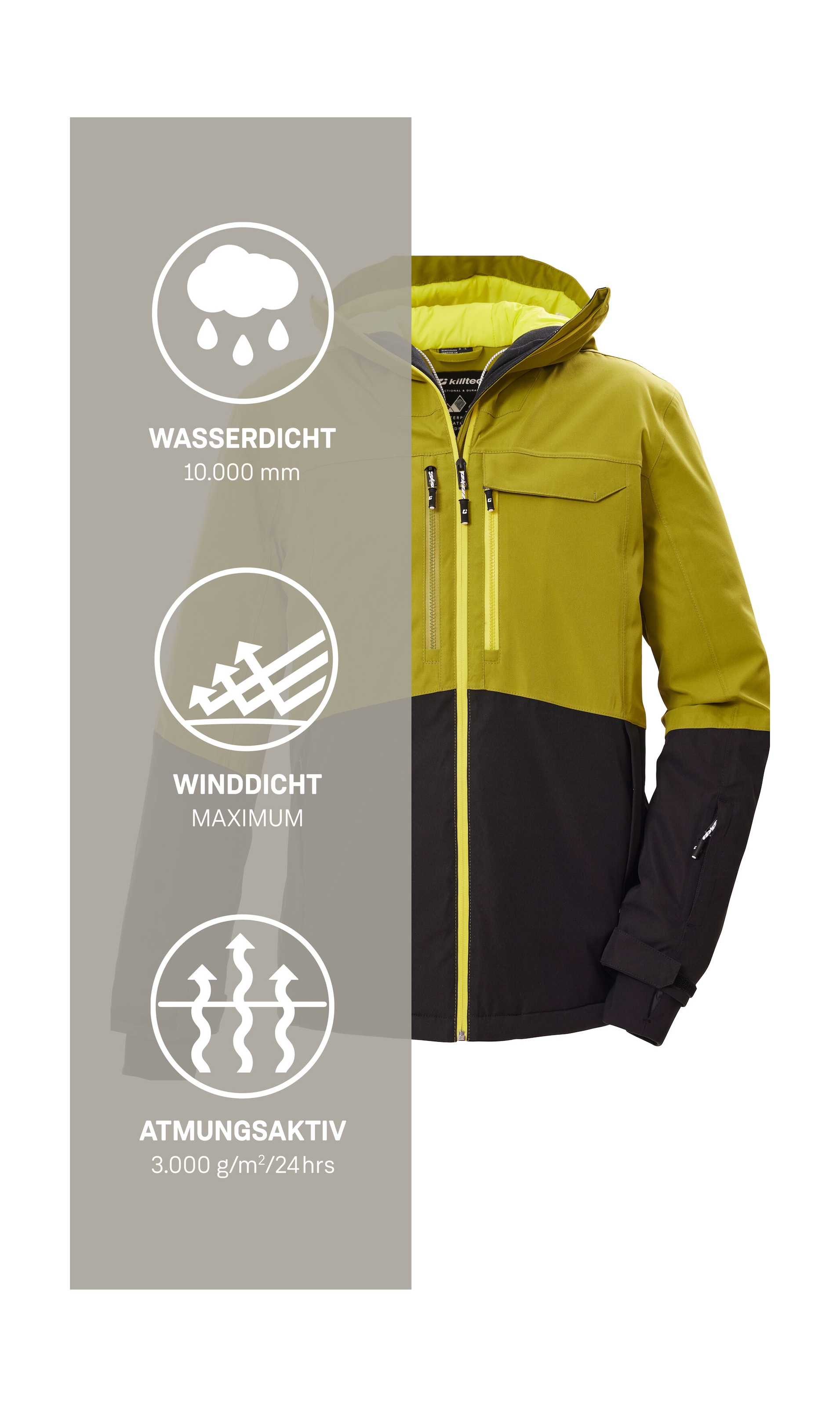 Killtec Skijacke »KSW 280 MN SKI JCKT« Wasserdichte Herrenjacke mit Schneefang und Teflon EcoElite™