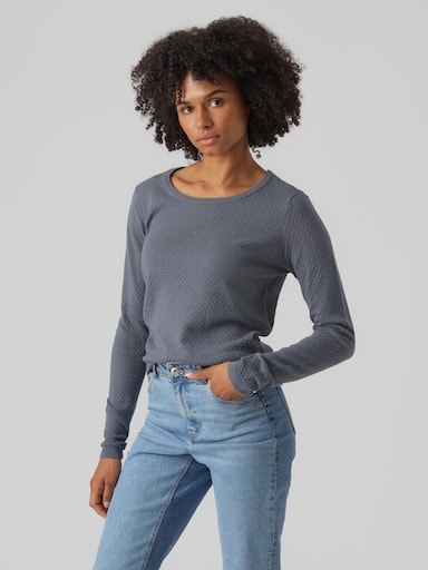 Vero Moda Rundhalspullover »VMCARE STRUCTURE LS O-NECK BLOU NOOS« mit Strukturmuster