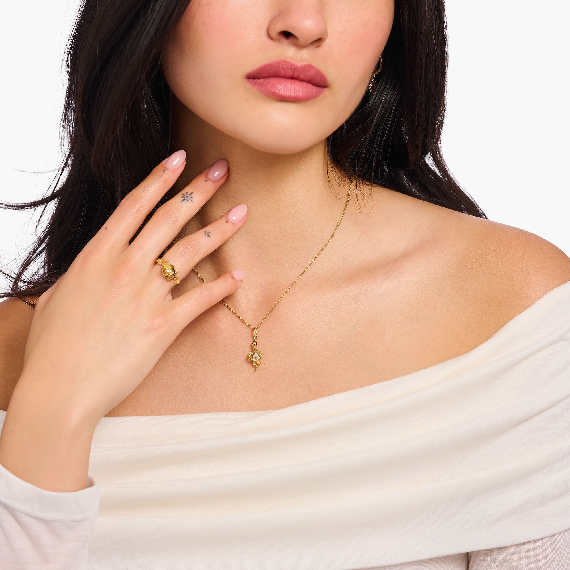 THOMAS SABO Kette mit Anhänger »Schlangen-Optik Tempting Romance, KE2300-565-14-L45V«, mit Zirkonia (synth.)