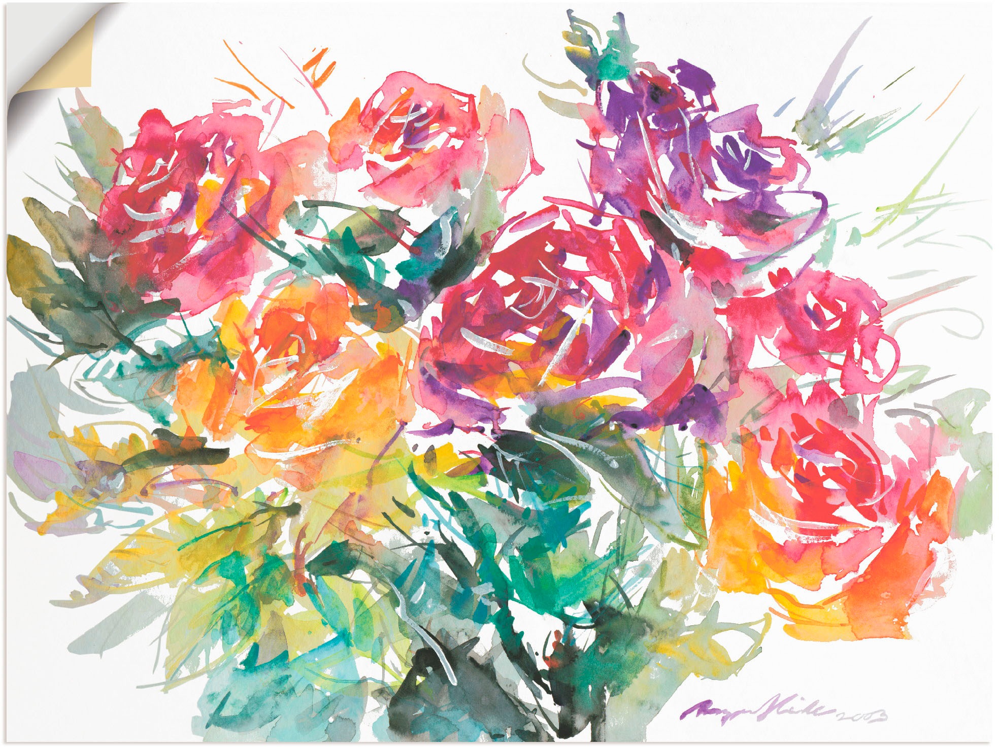 Artland Wandbild »Rosenstrauß«, Blumen, (1 St.), in vielen Größen & Produktarten - Alubild / Outdoorbild für den Außenbereich, Leinwandbild, Poster, Wandaufkleber / Wandtattoo auch für Badezimmer geeignet