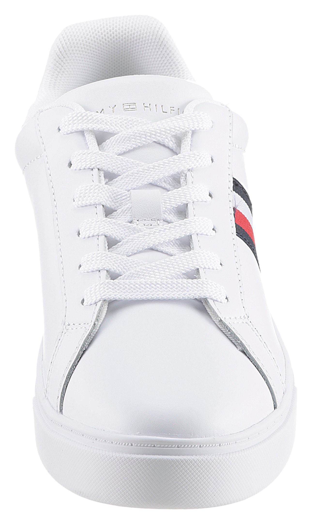 Tommy Hilfiger Sneaker »ESSENTIAL COURT SNEAKER STRIPES«, Freizeitschuh, Halbschuh, Schnürschuh mit gepolstertem Schaftrand