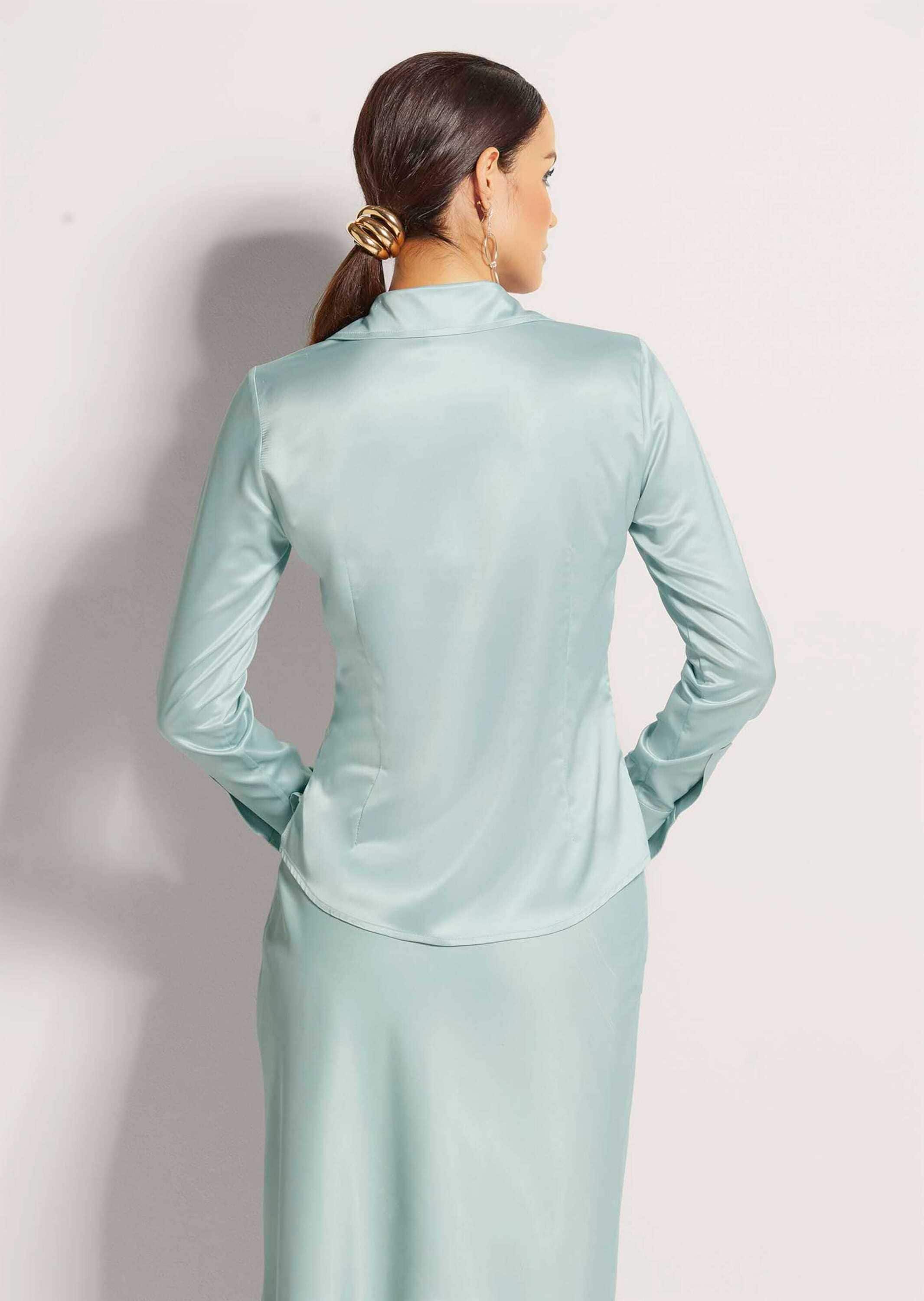 MADELEINE Hemdbluse »Bluse Langarm Satinbluse mit edlem Glanz«