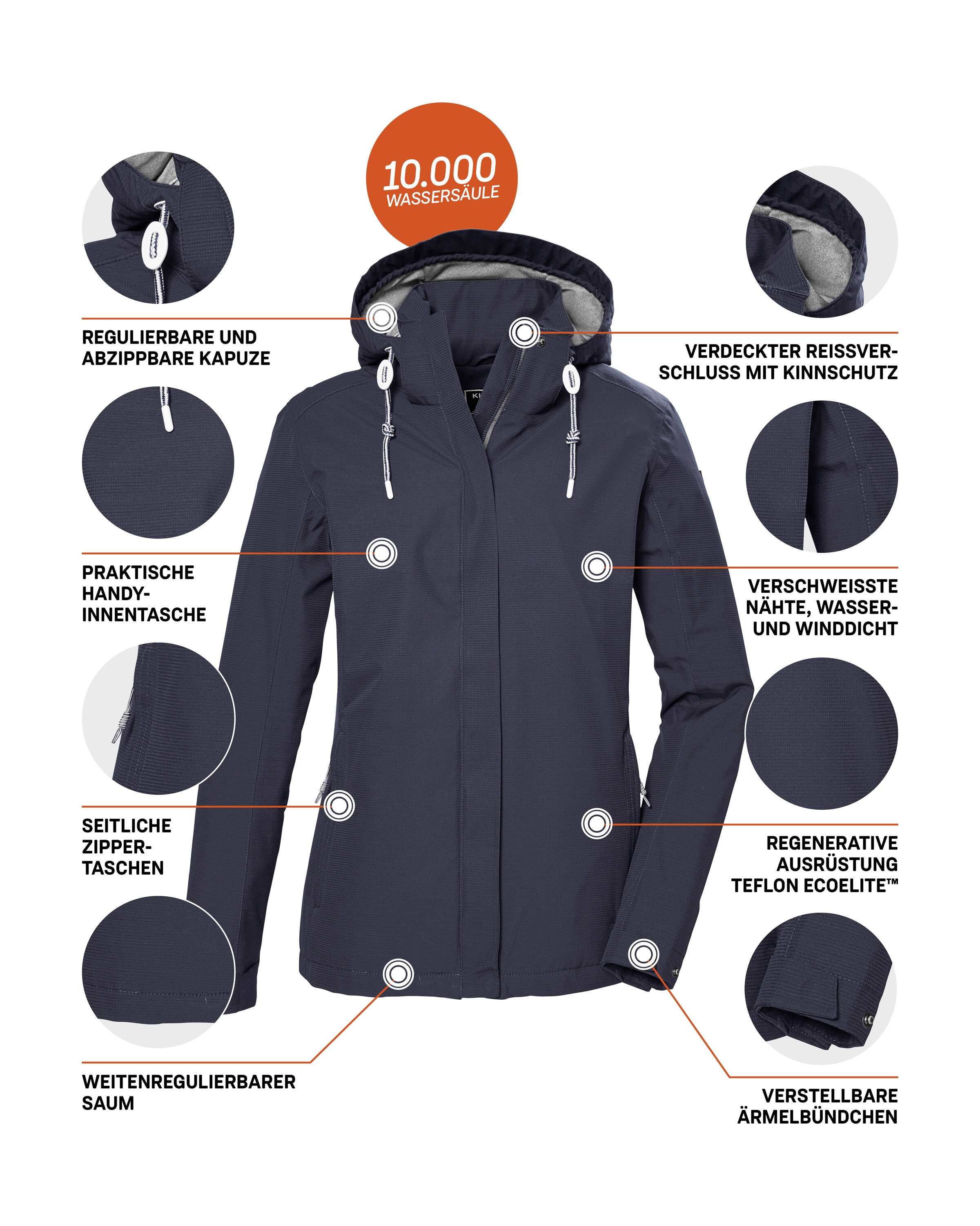 Killtec Outdoorjacke »KOS 61 WMN JCKT« Funktionsjacke: wasser- und winddicht, atmungsaktiv, abnehmbare Kapuze