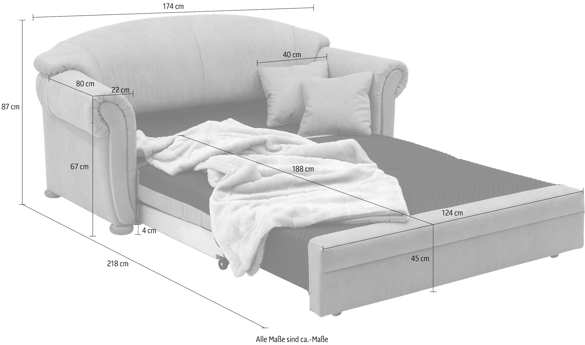 Home affaire Schlafsofa »Milano« Hoher Sitzkomfort mit Schlaffunktion und Bettkasten, incl. Zierkissen