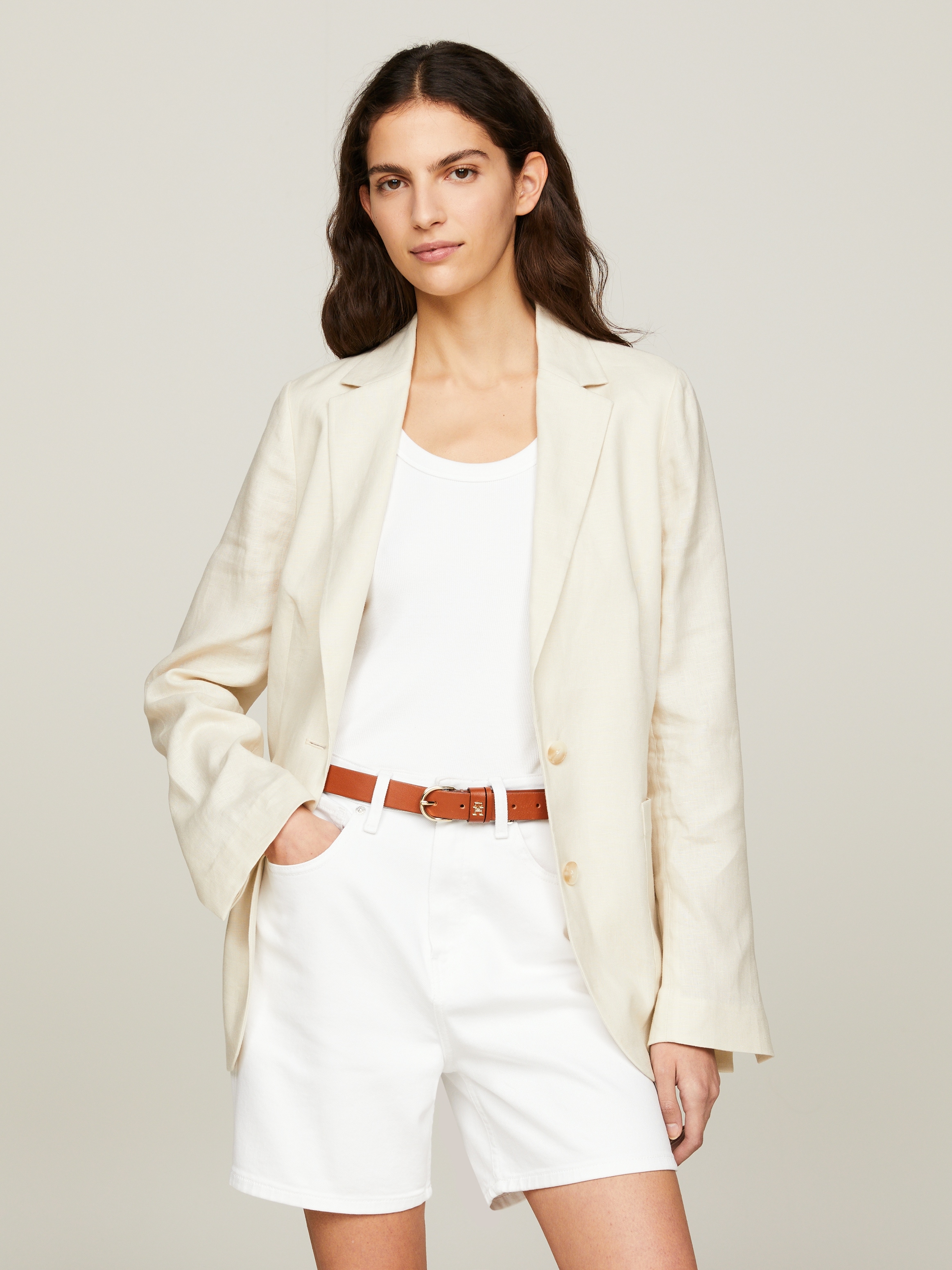 Tommy Hilfiger Kurzblazer »CASUAL LINEN REGULAR SB BLAZER«, mit Ärmelschlitz