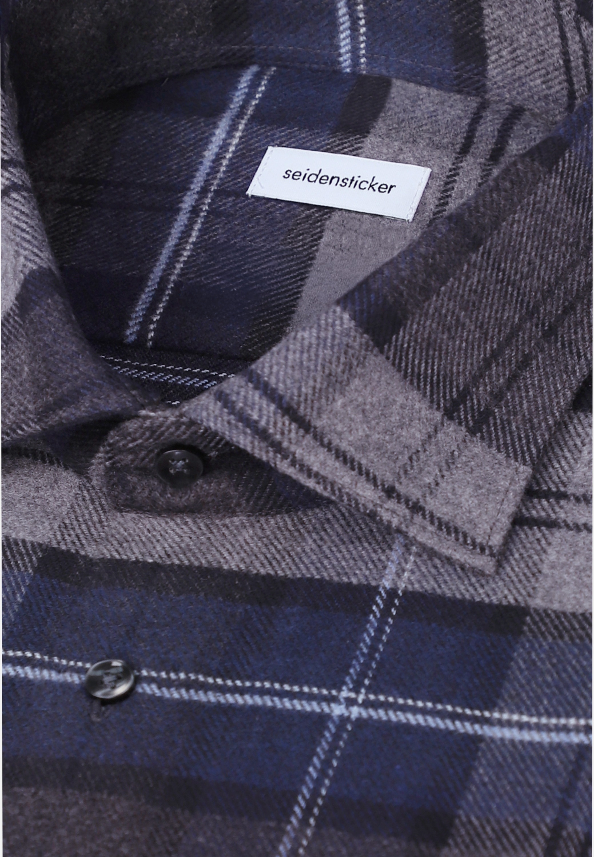 seidensticker Flanellhemd »Schwarze Rose« Slim 1/1 Kentkragen Karo