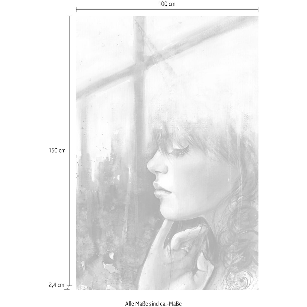 queence Acrylglasbild »Frau am Fenster«