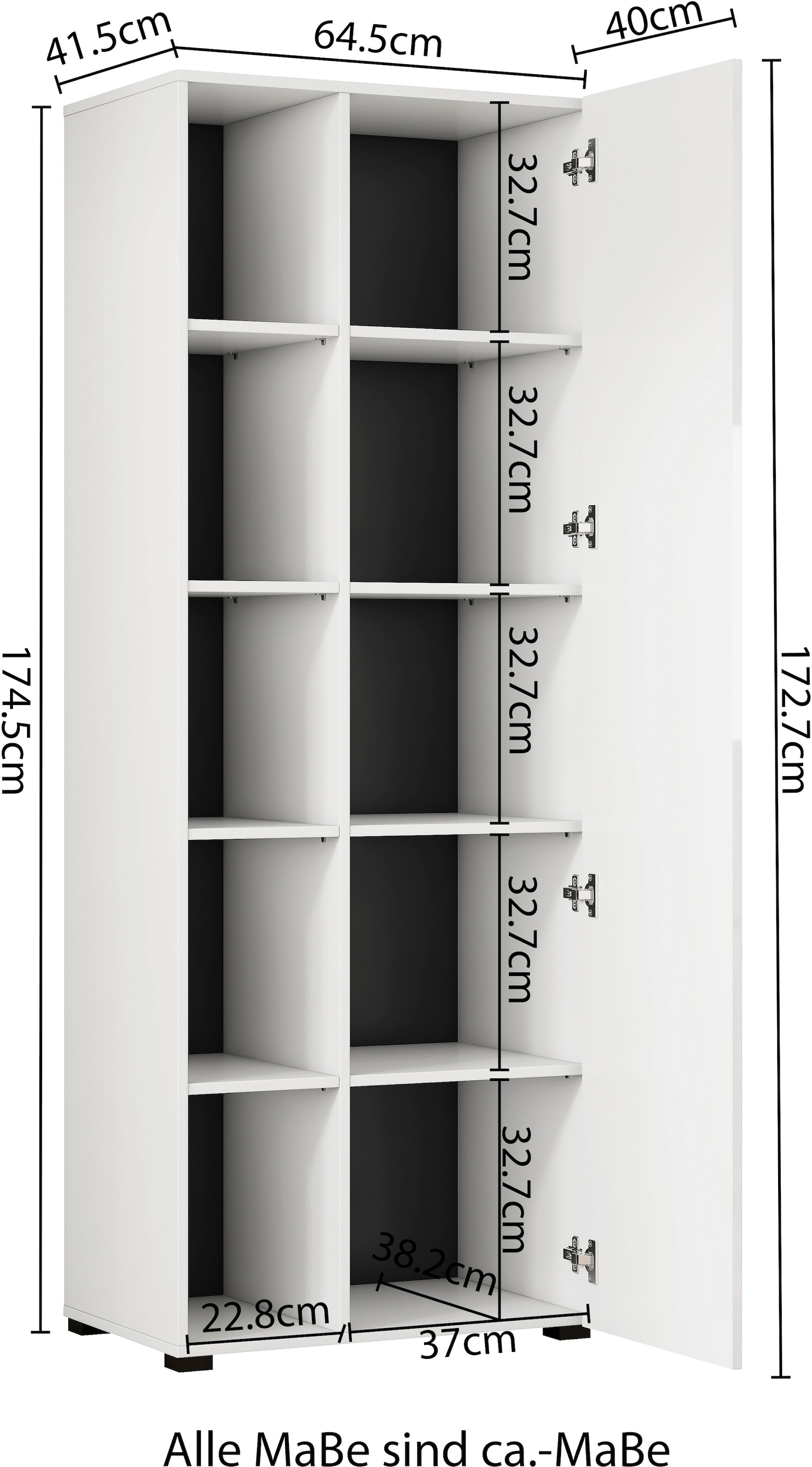 OTTO home Aktenschrank »Moid, moderner Mehrzweckschrank,« Maße: 64,5x41,5x175 cm, 5 Fächer mit viel Stauraum