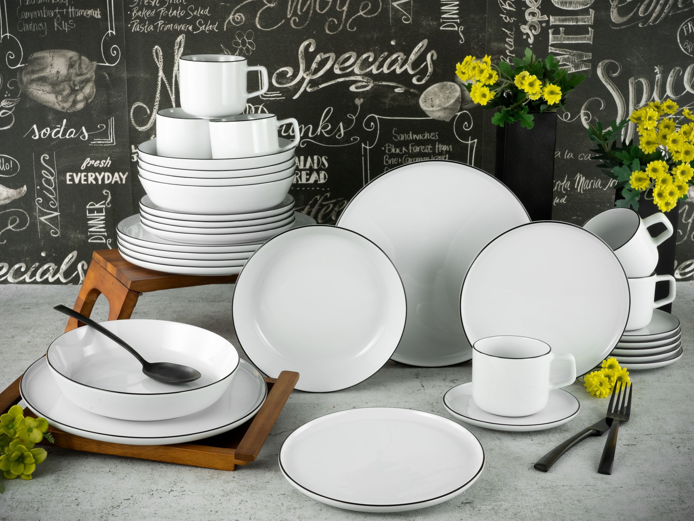 CreaTable Kombiservice »Chef Collection Black Line, Kombi-Service 30-tlg« Daily Use, Zeitlos