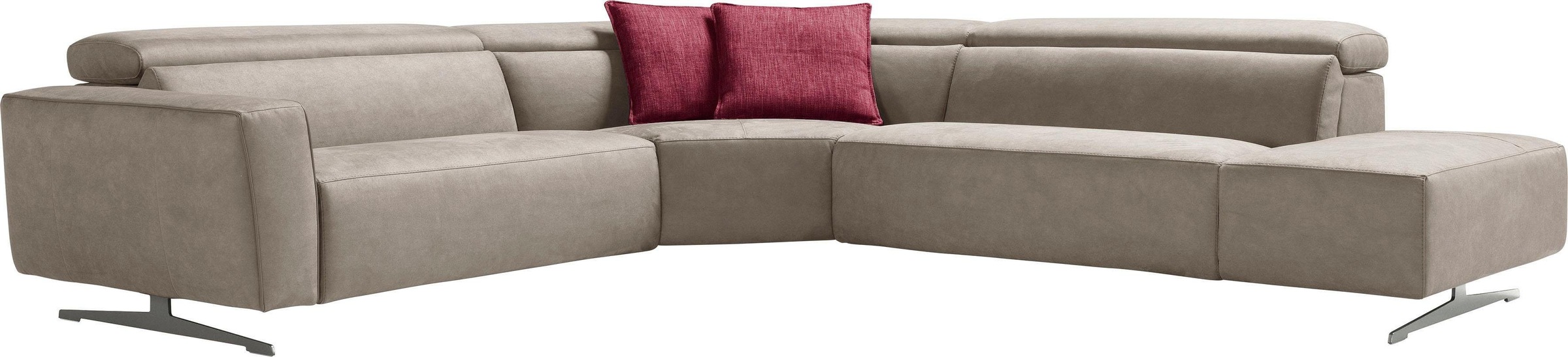 Egoitaliano Ecksofa »Stefanie-e, Designsofa der Extraklasse, bequem mit hohem Sitzkomfort«, mit Relaxfunktion und verstellbaren Kopfteilelementen
