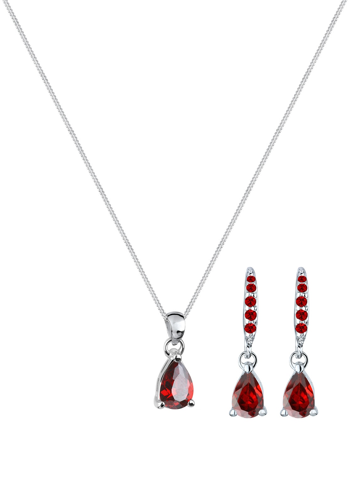 Elli Ohrring und Ketten Set »Schmuckset Ohrhänger Anhänger mit Zirkonia Tropfen aus 925 Sterling Silber«