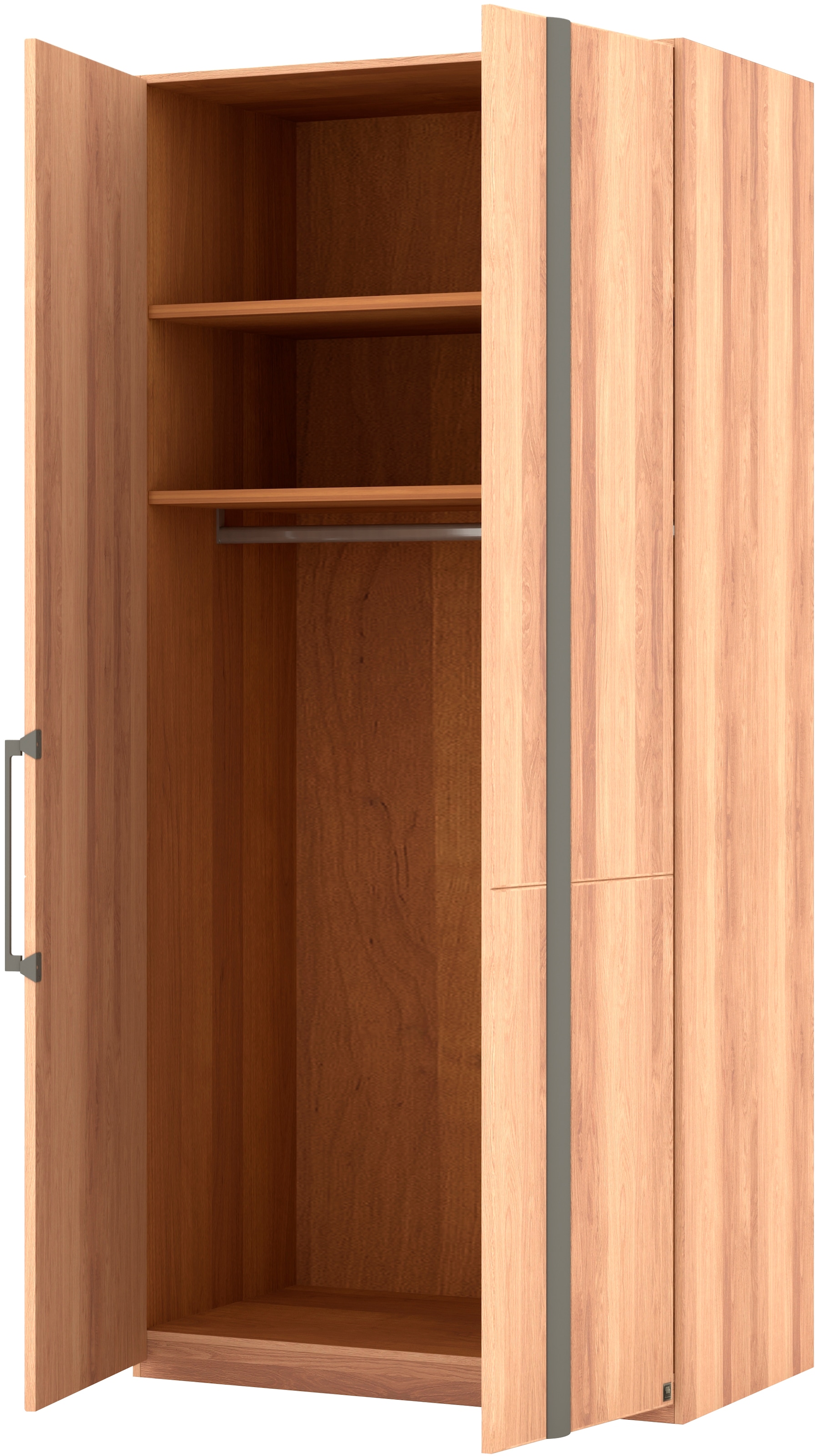 Musterring Drehtürenschrank »Sorrent, Kleiderschrank, teilmassiv Eiche« mit Türdämpfern, in 5 Breiten & 2 Höhen, extra Böden, MADE IN GERMANY,  Türen in Eiche massiv mit Absetzung in Schiefer, verschiedene Maße