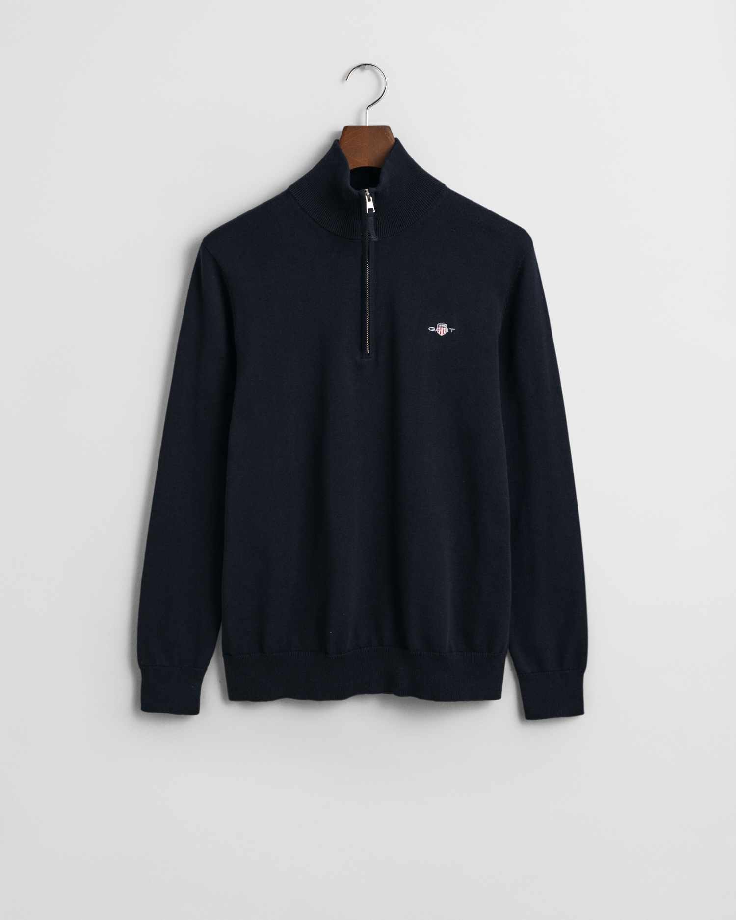 Gant Troyer »CLASSIC COTTON HALF ZIP«, mit gerippten Details