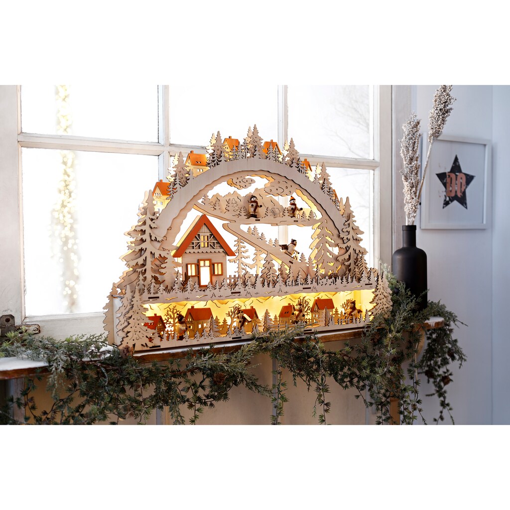 Home affaire Schwibbogen »LED Winterlandschaft mit Podest, Weihnachtsdeko«