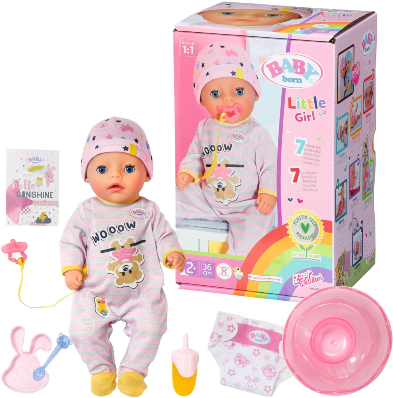 Baby Born Babypuppe »Soft Touch Little Girl, 36 cm«, mit lebensechten Funktionen