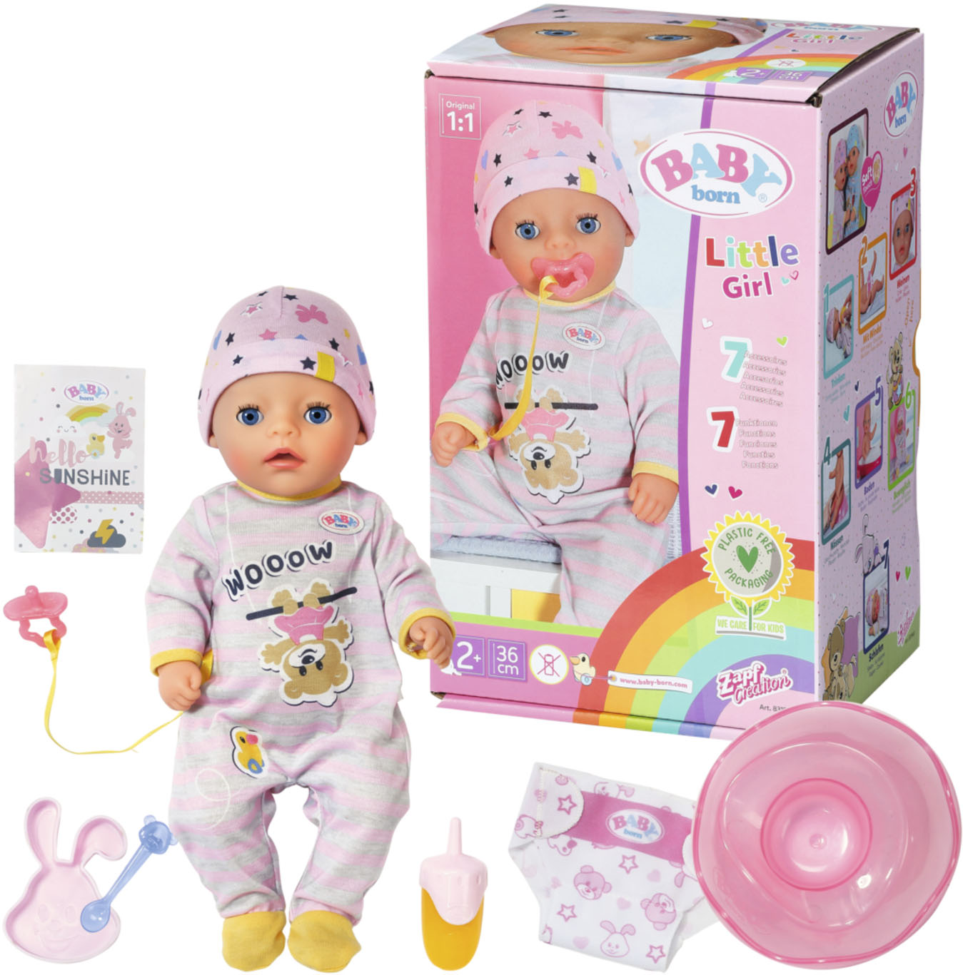 Babypuppe »Soft Touch Little Girl, 36 cm«, mit lebensechten Funktionen