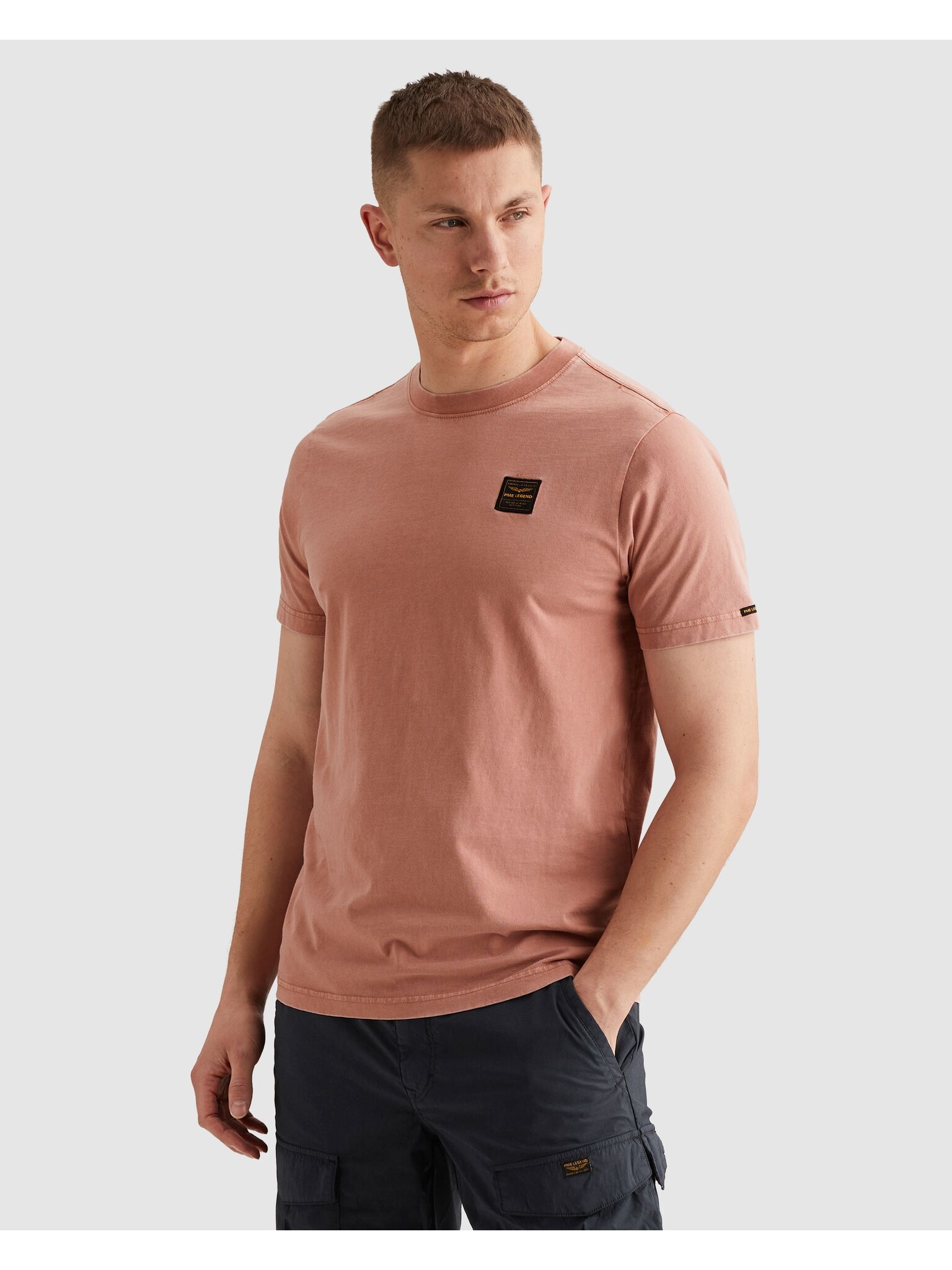 PME LEGEND T-Shirt »Short sleeve r-neck washed garment dye« mit Logo Stickerei