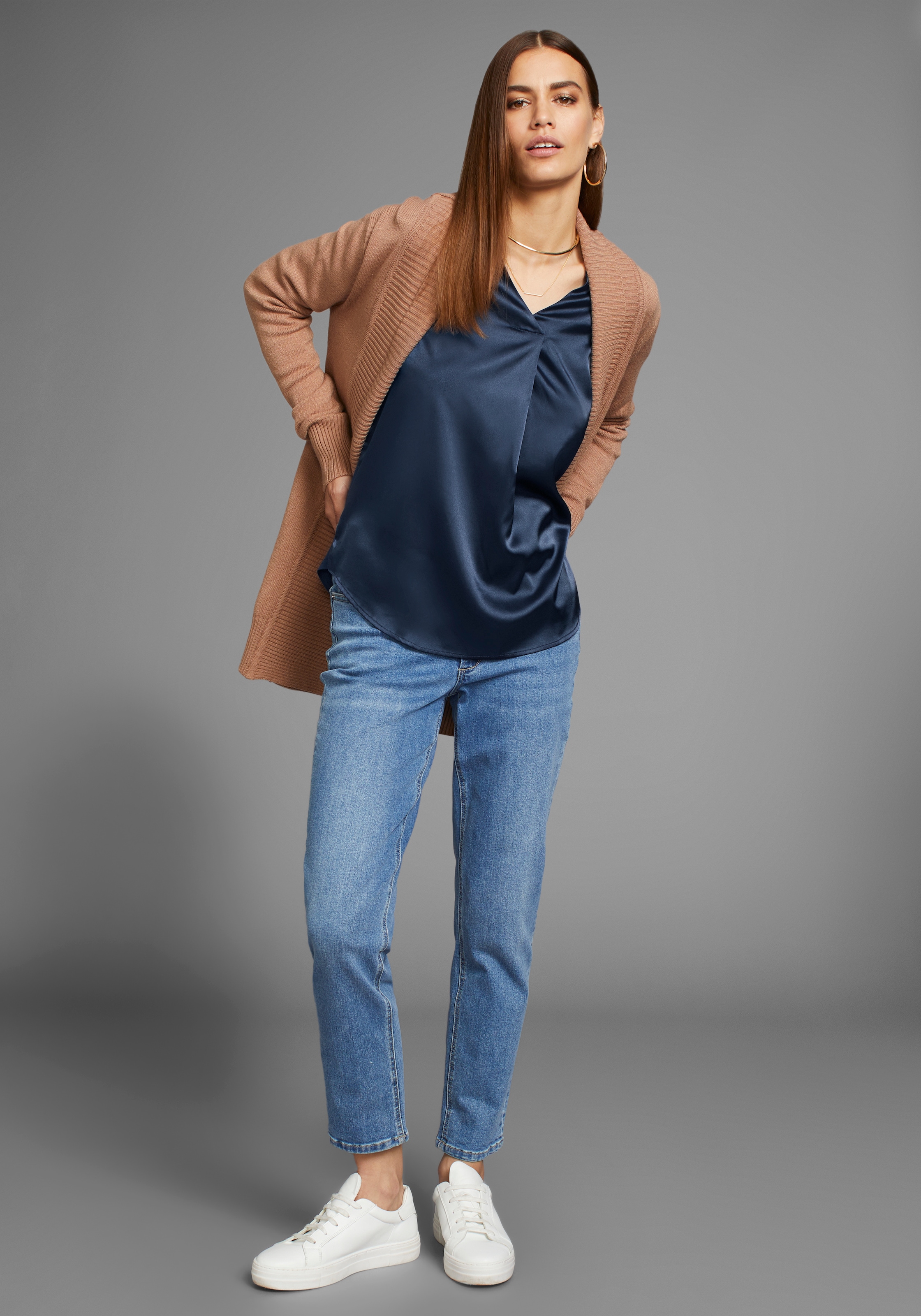 HECHTER PARIS Longstrickjacke, mit Schalkragen