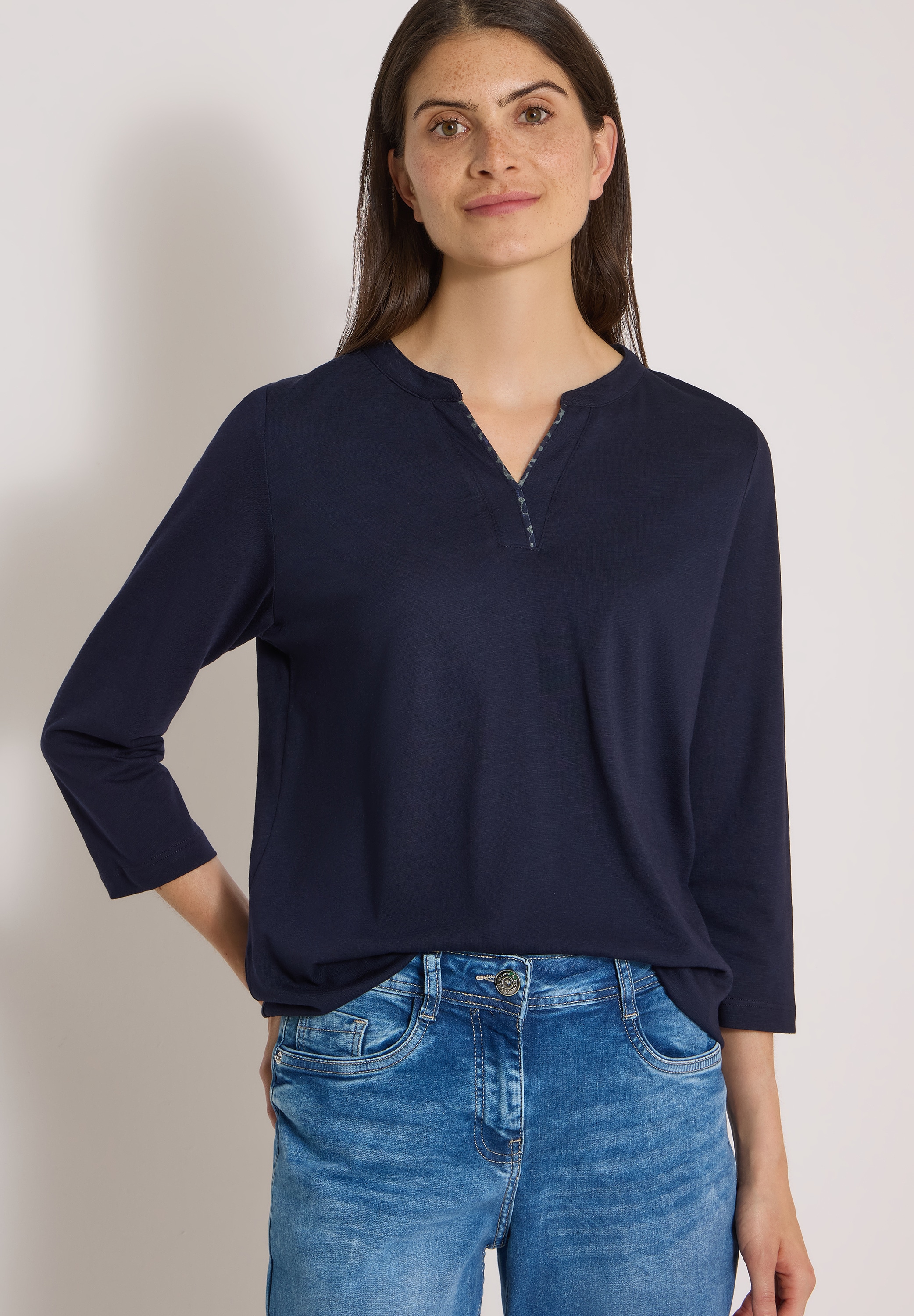 Cecil 3/4-Arm-Shirt mit Splitneck