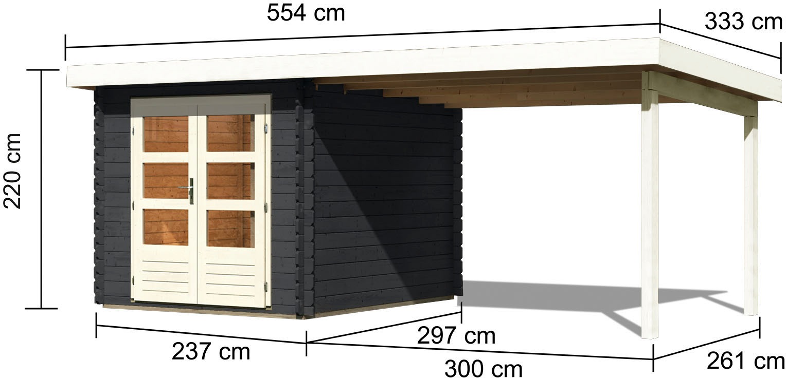 Karibu Gartenhaus »Schloßsee 4«, (Set), mit Anbaudach
