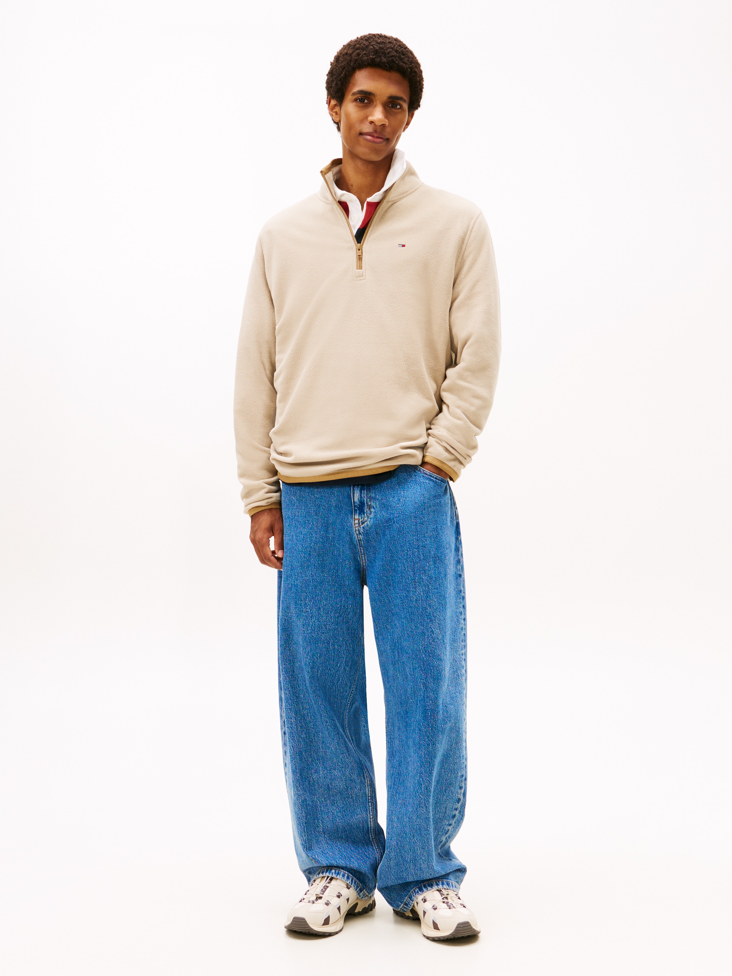 Tommy Jeans Fleecepullover »TJM FLAG POLAR FLEECE«, normale Passform, Troyer
