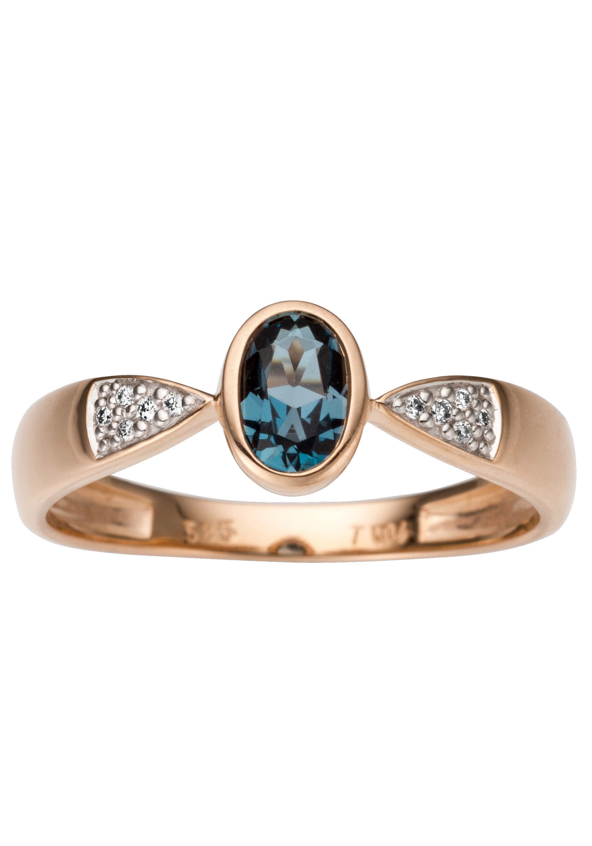 Firetti Diamantring »Schmuck Geschenk Gold 333 Damenring Goldring Farbstein Edelstein«, mit Blautopas - mit Brillanten