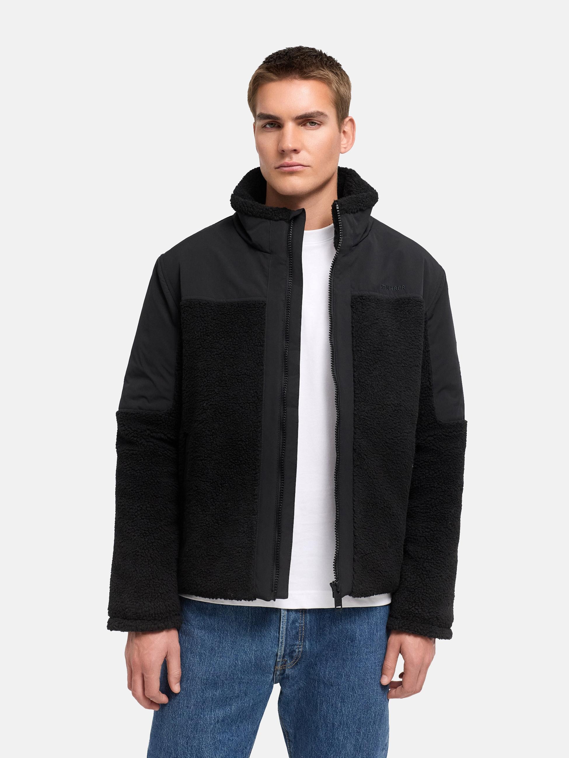 Stone Harbour Plüschjacke »Plüschjacke Riveen XX« ohne Kapuze Warme Winterjacke mit Teddyfleece Materialmix