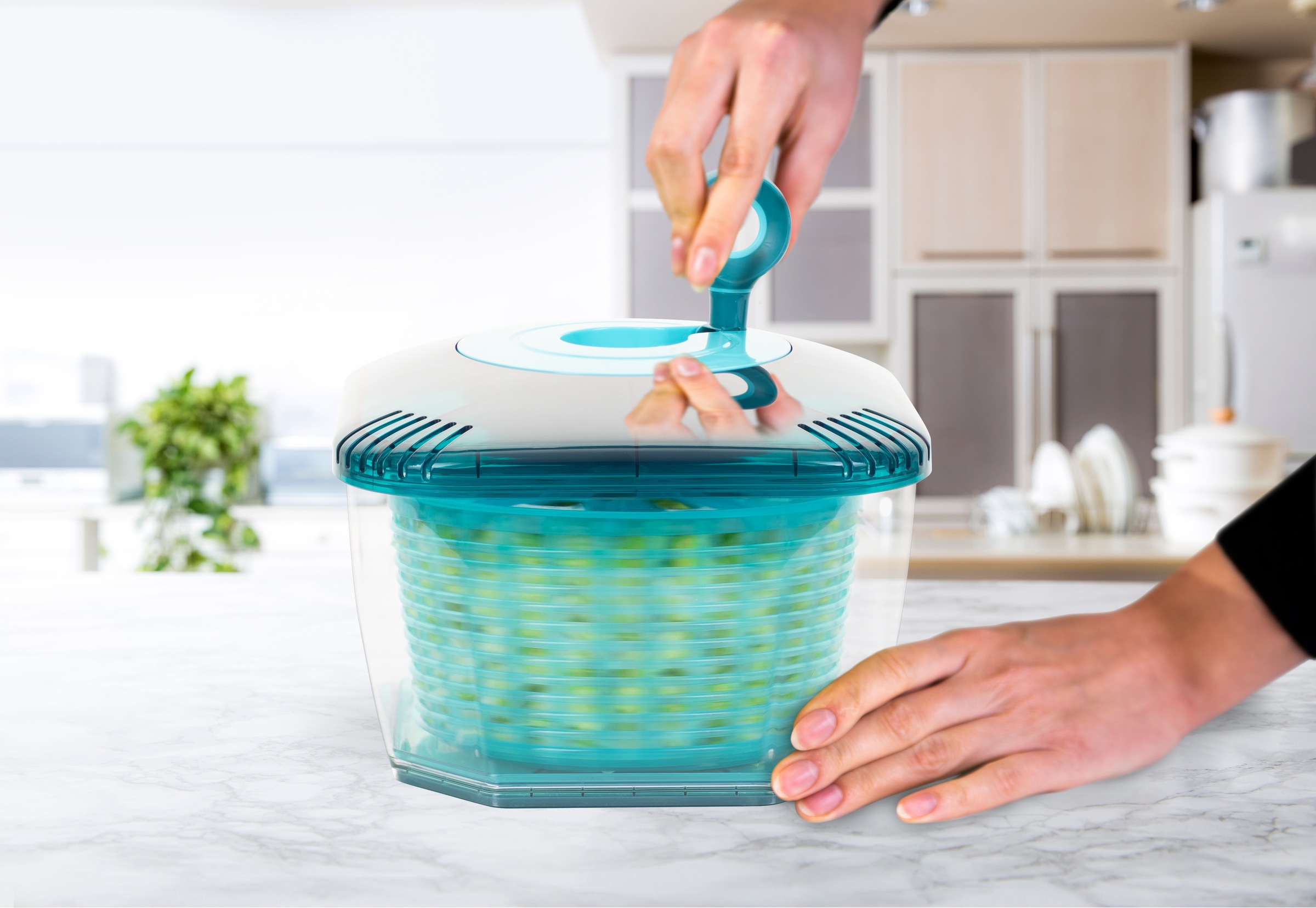 Genius Salatschleuder »Nicer Dicer Chef Pro Salatschleuder, Set 4-tlg.« 4 in 1: Waschen, Schleudern, Abgießen und Servieren – alles in einem