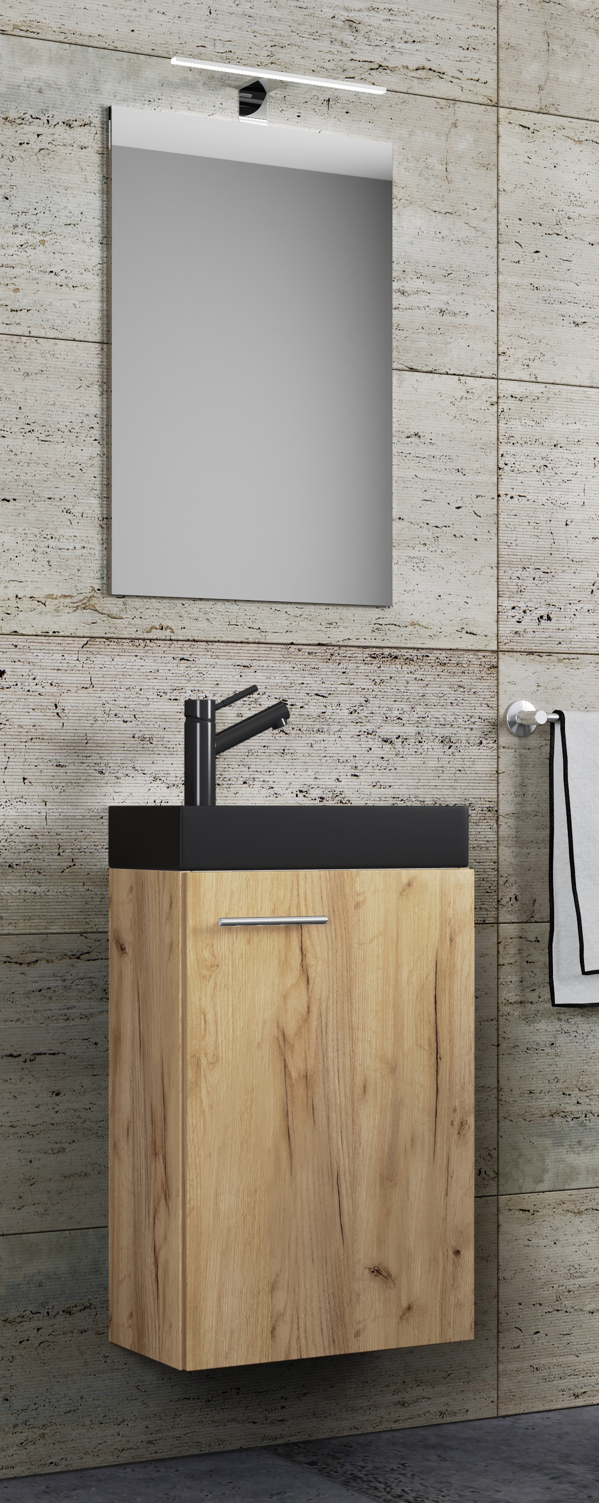 VCM Waschbeckenunterschrank »VCM 3-tlg Set | Waschplatz für Gäste WC | Gästebad | Waschtisch mit Spiegel | Badezimmer Set ¿ Slito SP-BL«, (3 St.)