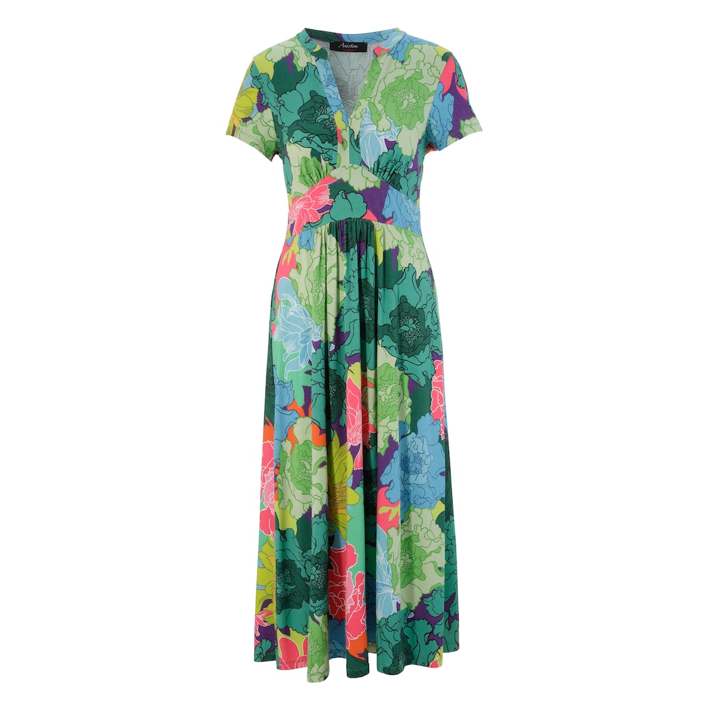 Aniston CASUAL Sommerkleid, mit großflächigem, graphischem Blumendruck - NEUE KOLLEKTION