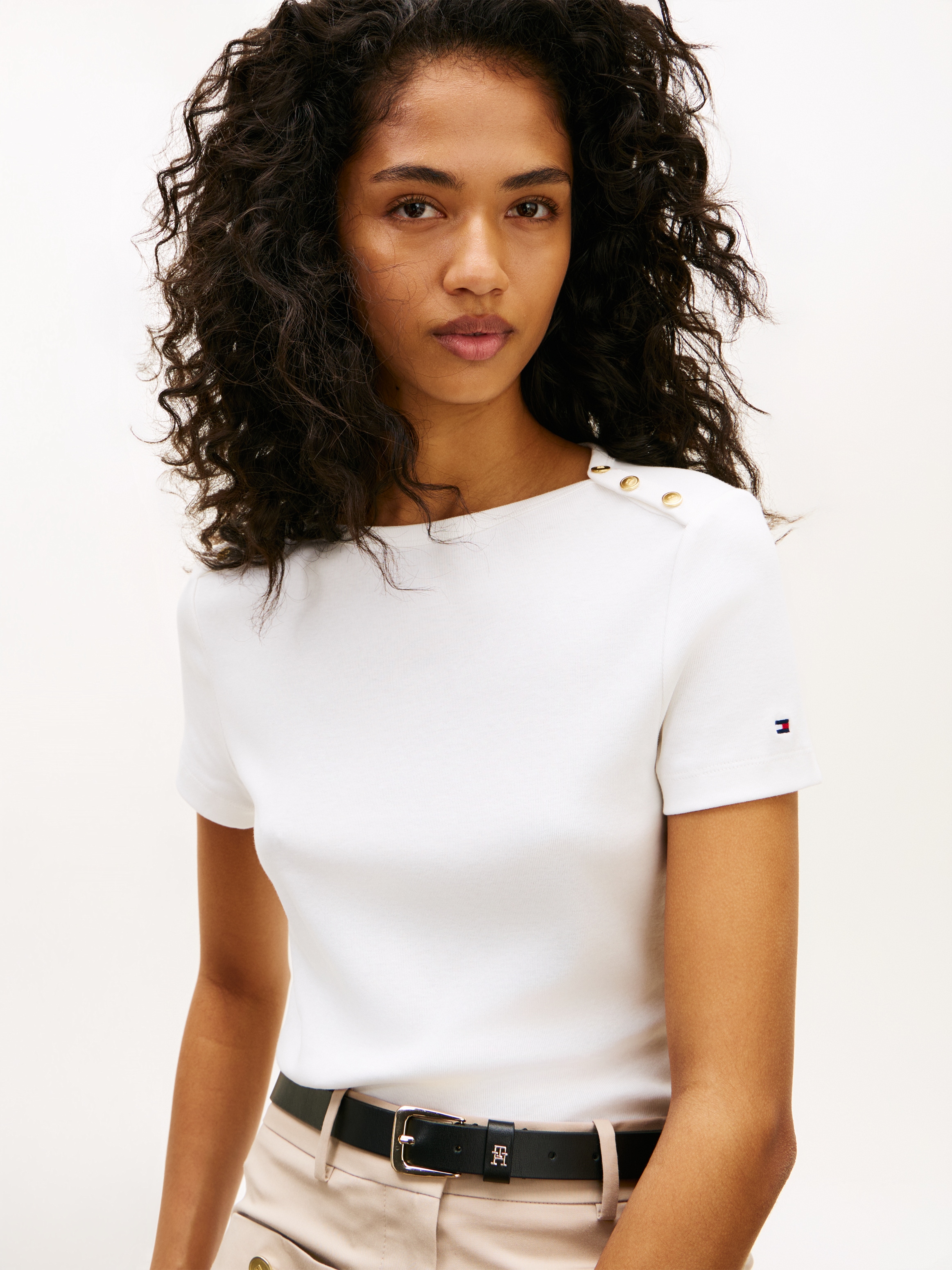 Tommy Hilfiger Kurzarmshirt »GOLD BUTTON SLIM SS TEE«