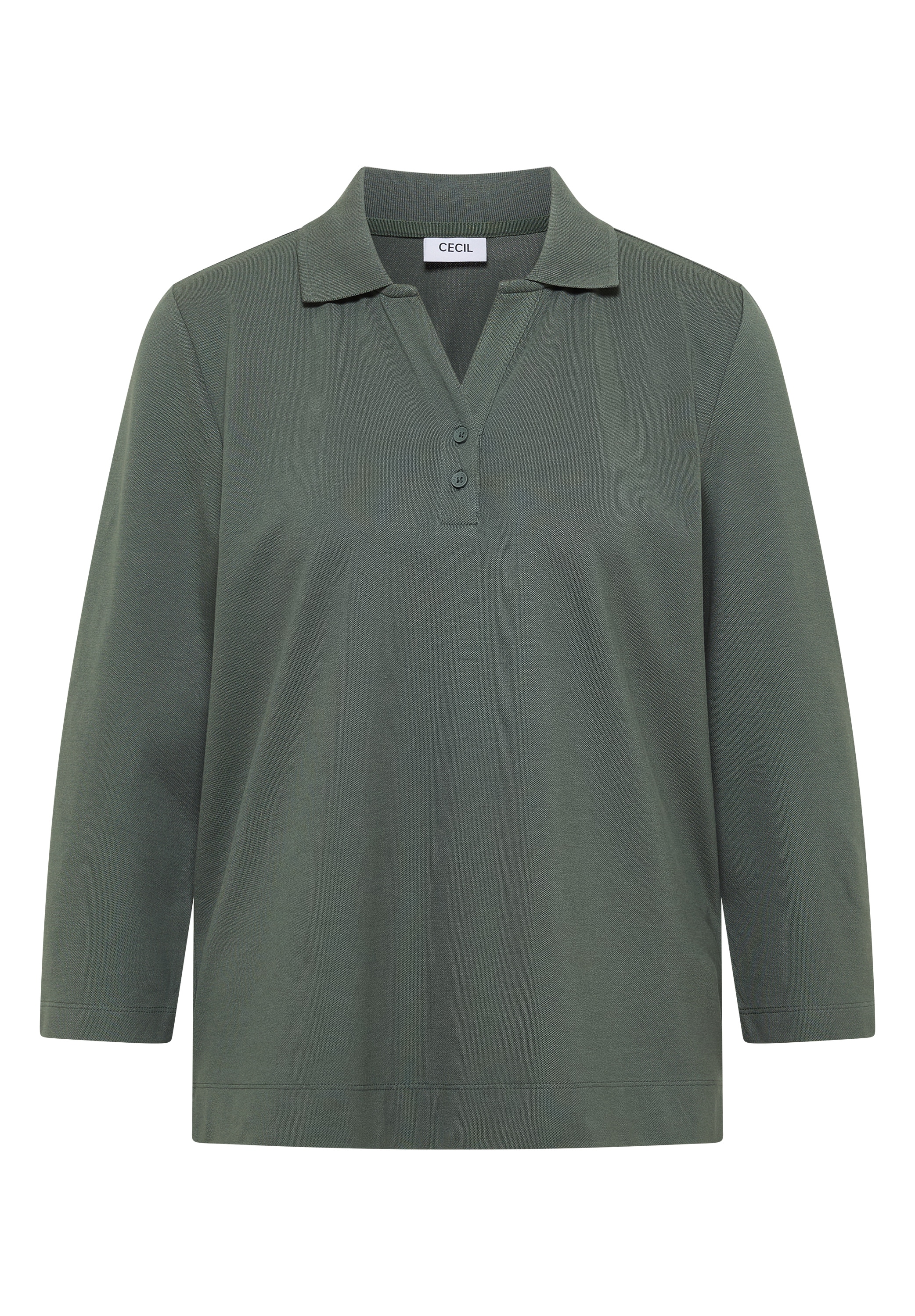 Cecil Poloshirt 3/4-Arm Shirt mit Knopfdetails / unifarben
