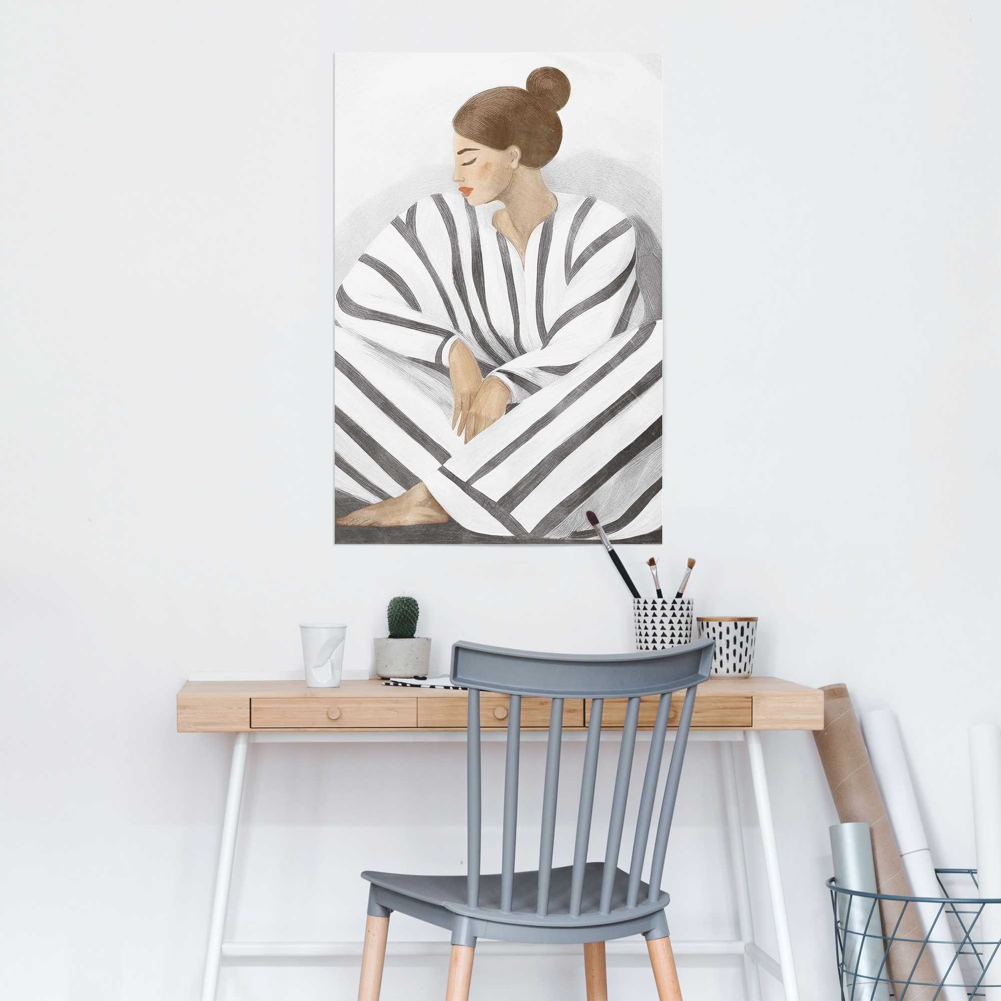 Reinders! Poster »Zen-Dame grau« Schlafzimmer - Weiß - 150 gr.  Papier - Frauen - 61x91,5 cm