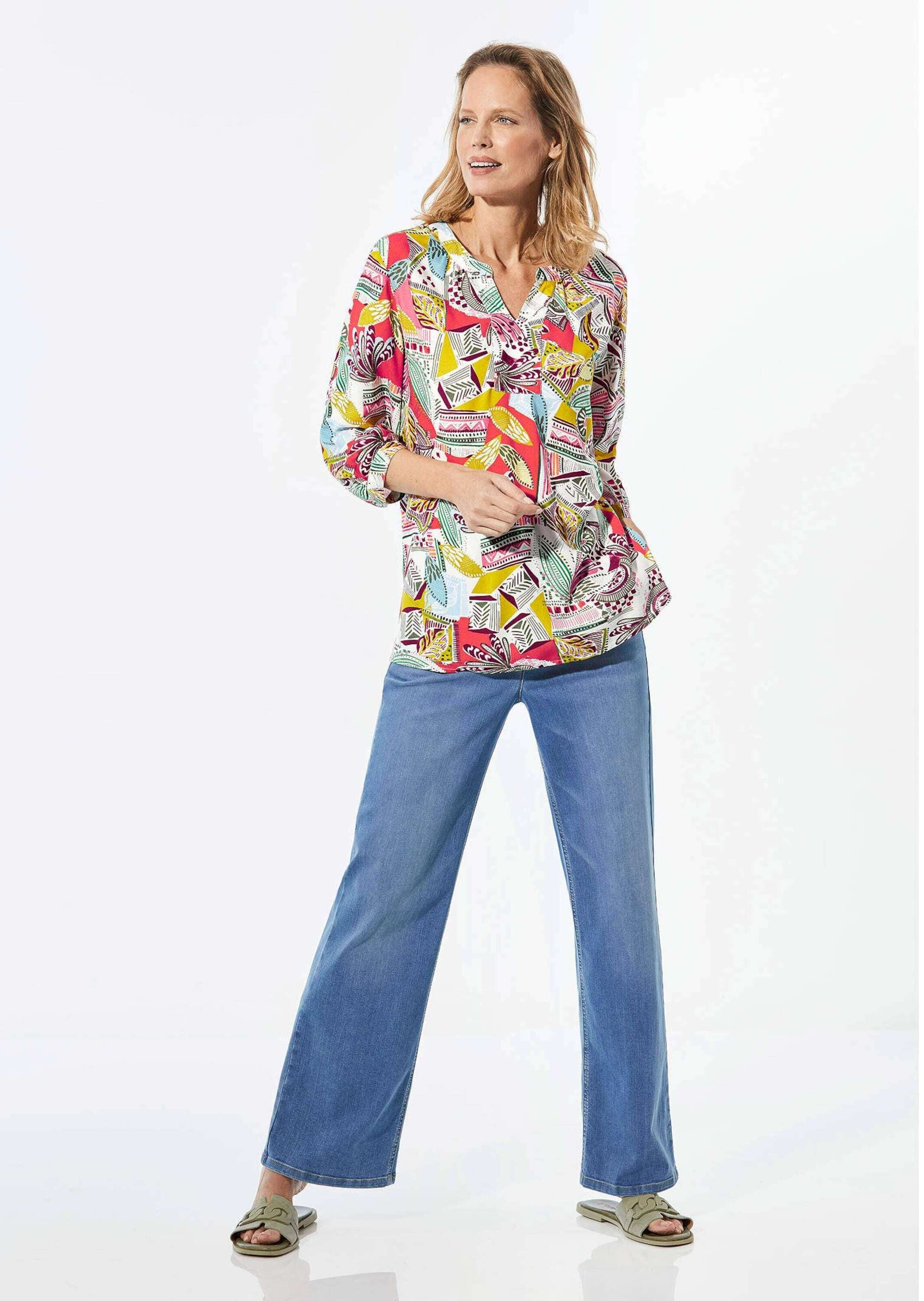 GOLDNER Tunika »Kurzgröße Tunikabluse mit 3/4-Ärmeln«